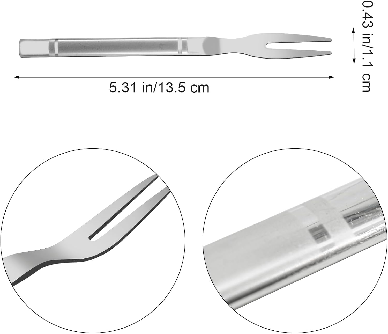 VANRA Small Salad Forks Set of 6 Stainless Steel Mini Appetizer Dessert Fork Cocktail Fruit Tasting Forks Silver Flatware Set Tiny Utensils 5.3 Inch (6 Fruit Forks) image number 3