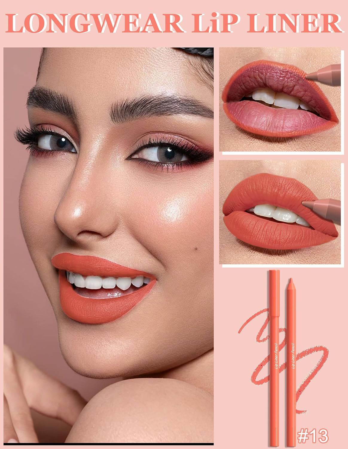 Jutqut 2 X Matte Lip Liner with Sharpener, Waterproof & Long-Lasting Lip Liner Pencil, Smudge-Proof Lip Liner, Soft Texture Lip Liner Pencil, Precise Application & Contouring - 13 image number 4