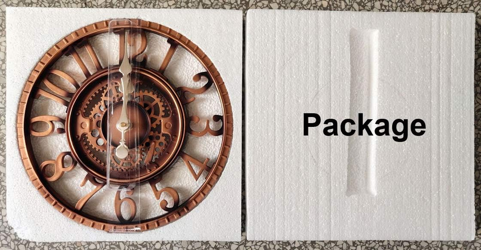 Outdoor Wall Clock 30 Cm Garden Clocks Waterproof Outdoor Wall Clock Vintage Kitchen Living Room Wall Clock Industrial 3D Wall Clock - Ticking (Copper) image number 4