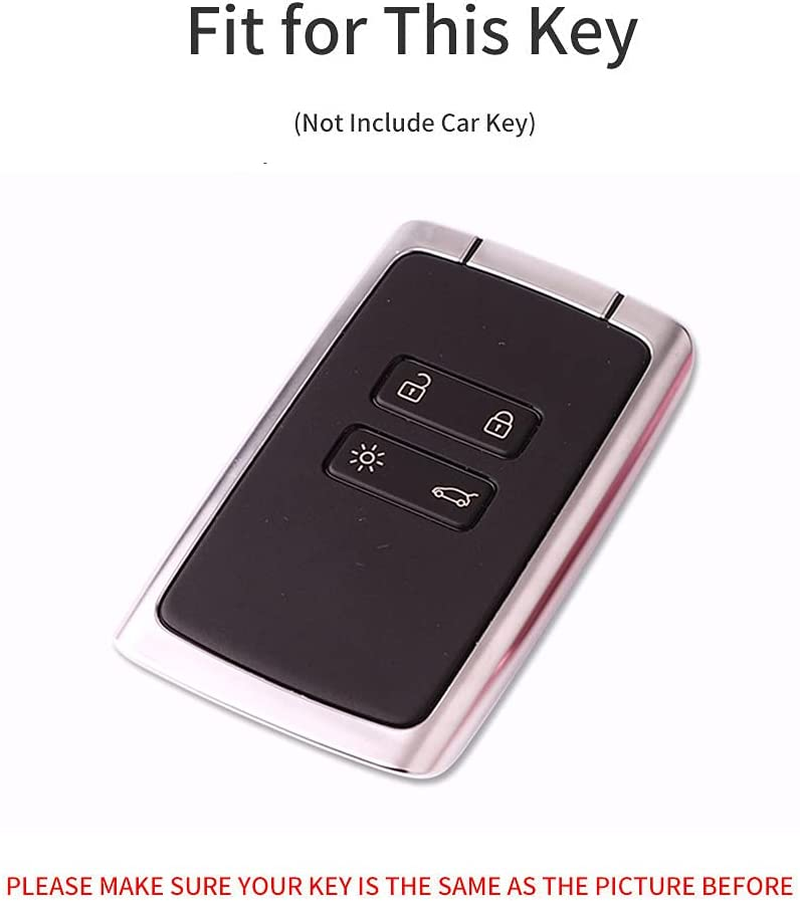 Ontto Leather Car Key Case Fit for Renault Koleos Kadjar Talisman Captur Espace Clio Megane Key Fob Cover Keyring Remote Key Holder Keychain Key Shel Lkey Protective Accessories Black - Blue image number 5