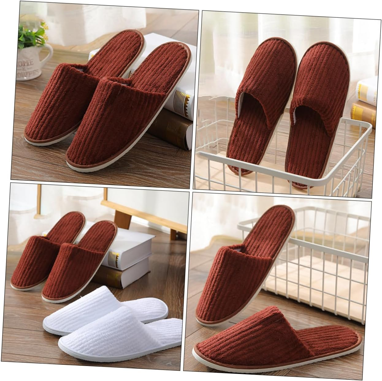 OHPHCALL Thick Cotton Slippers for Home Non-Woven Guest Footwear Warm Breathable image number 4