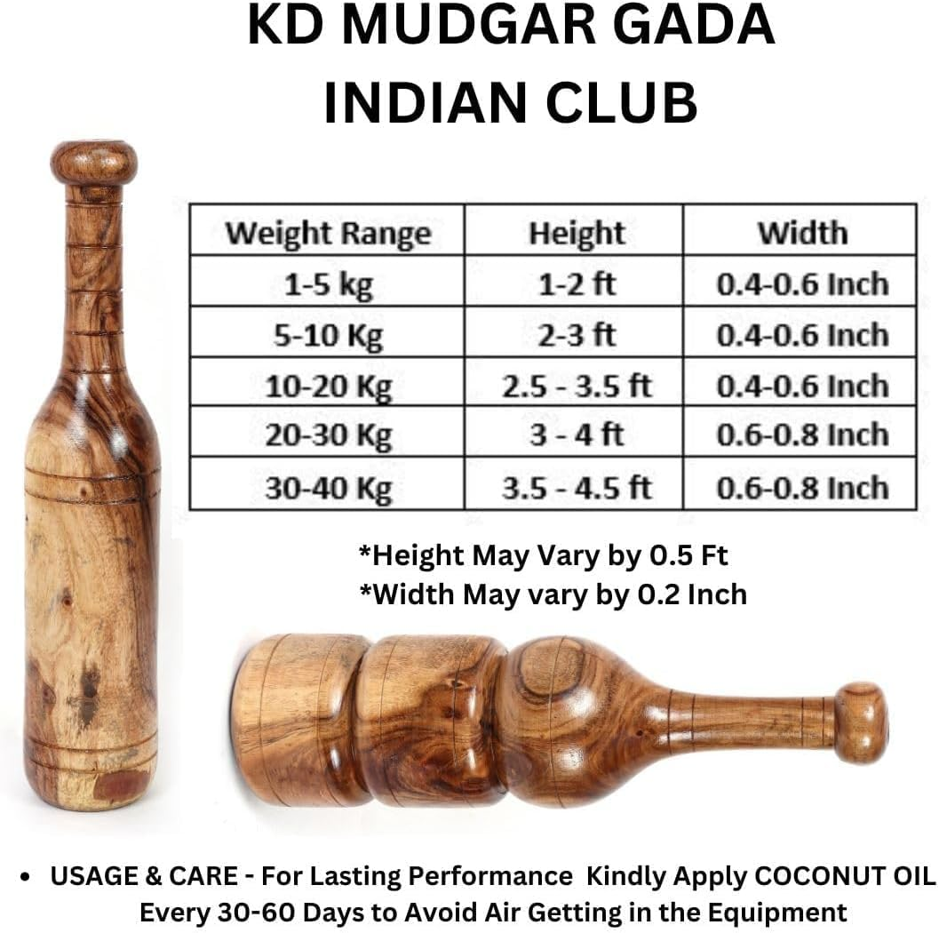 KNK MUGDAR FITNESS BAR INDIAN CLUB MUDGAR BHEEM MACE SHOULDER EQUIPMENT MEEL KARLA KATAI MUGDAL FITNESS DURABLE WOODEN EQUIPMENT - 13 Kg image number 4