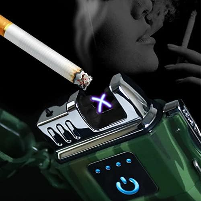 USB Rechargeable Dual Arc Plasma Lighter - Windproof Waterproof Flameless Electric Lighter for Camping, Hiking, Survival Tactical image number 5