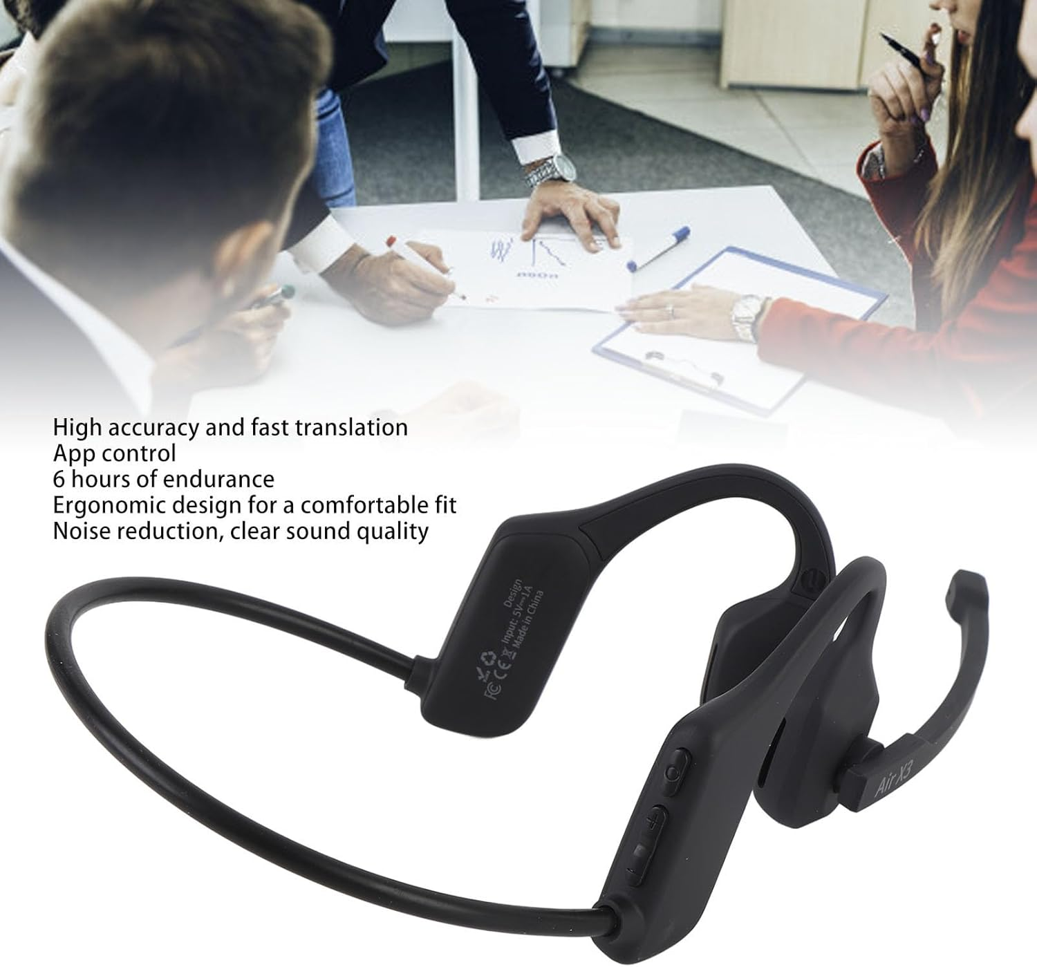 Cryfokt Language Translator Earbuds Bone Conduction 5.3 Earphones, Real Time Translation for Business Meetings, ABS Material image number 6