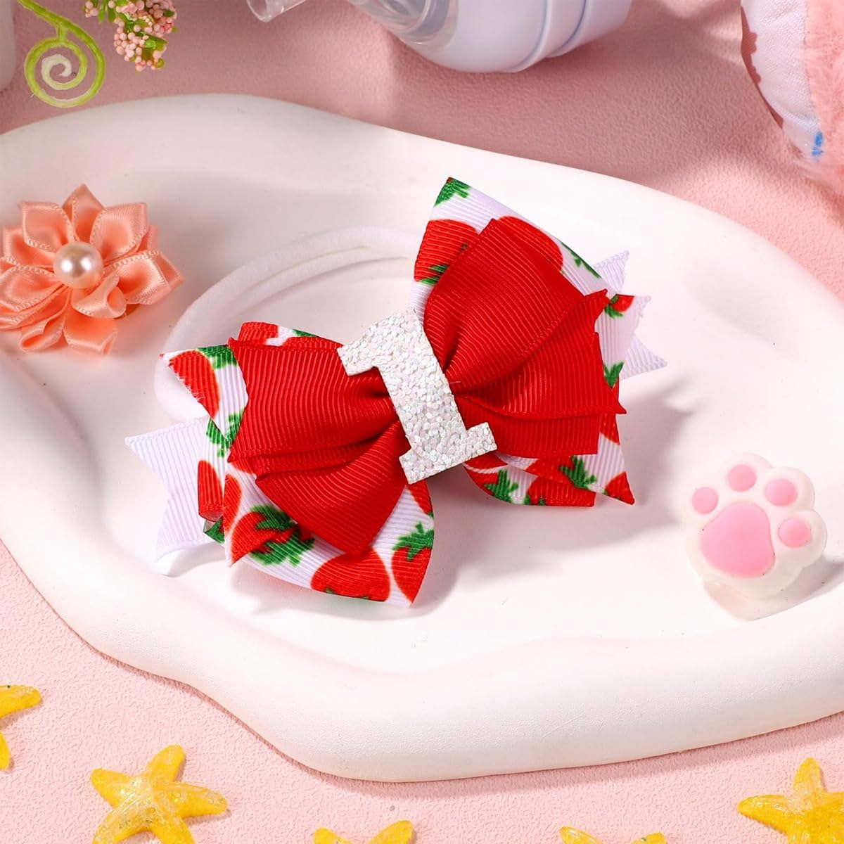 Enwye Birthday Hair Bows Strawberry Style Hair Clip for Party Decoration image number 5
