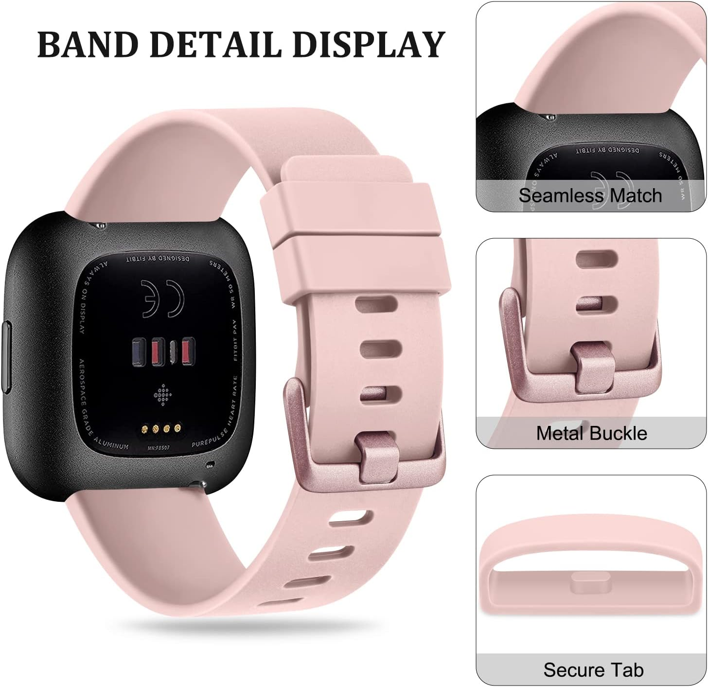 Sport Bands for Fitbit Versa 2 Band, Fitbit Versa Band, Versa Lite/Se Band Women/Men, Soft Classic TPU Adjustable Comfortable Replacement Wristbands for Fitbit Versa 2/Versa/Lite/Se image number 1