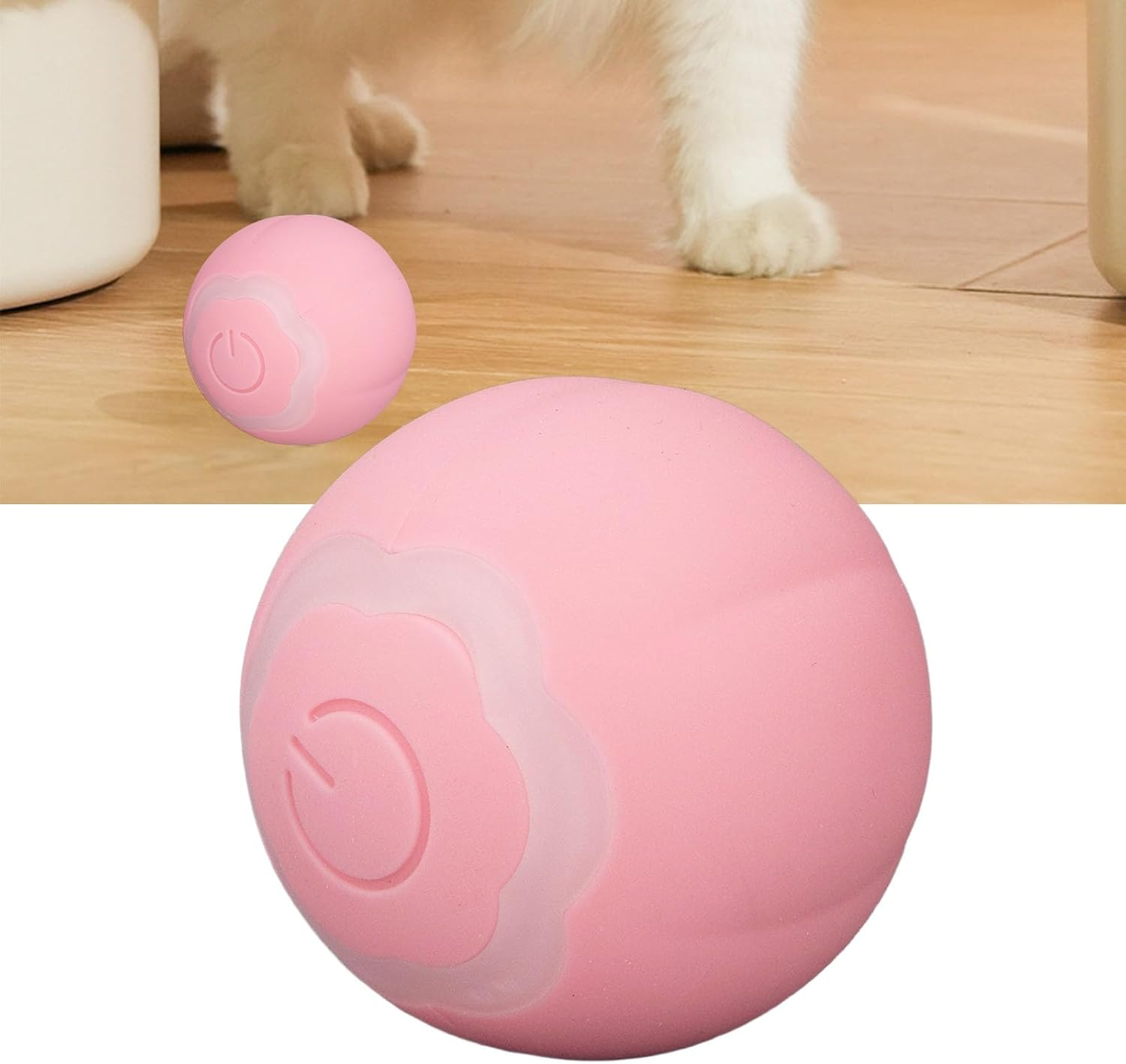 Pet Interactive Cat Toys Ball, Smart Interactive Dog Toy 360 Degree Rotation Powered and Self Moving and Automatic Rolling Ball with LED Lights, Kitten Funny Training Toy (Pink)