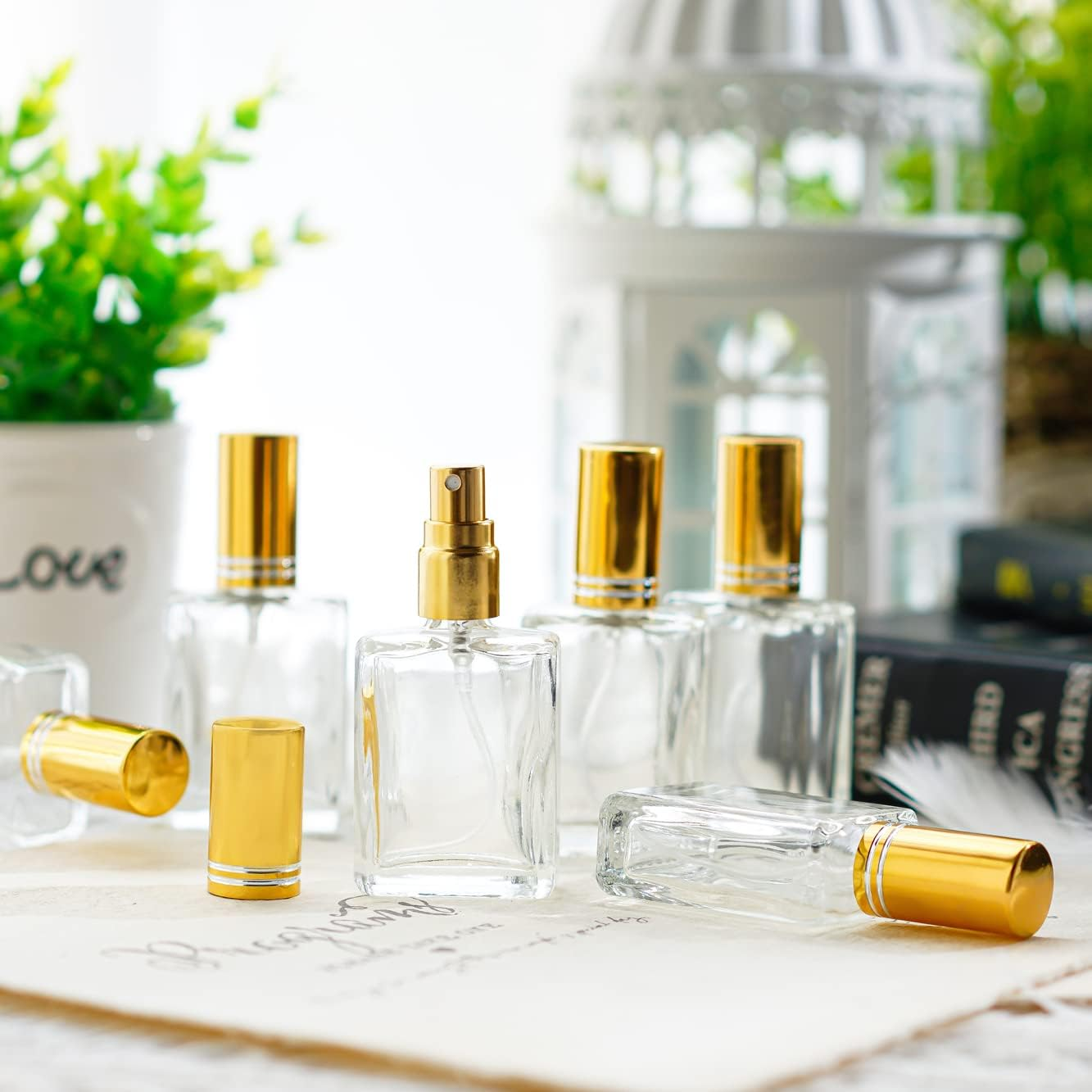 YU FENG 12Pcs Clear Refillable Perfume Bottle 15Ml Portable Square Empty Glass Perfume Atomizer Bottle for Travel image number 1