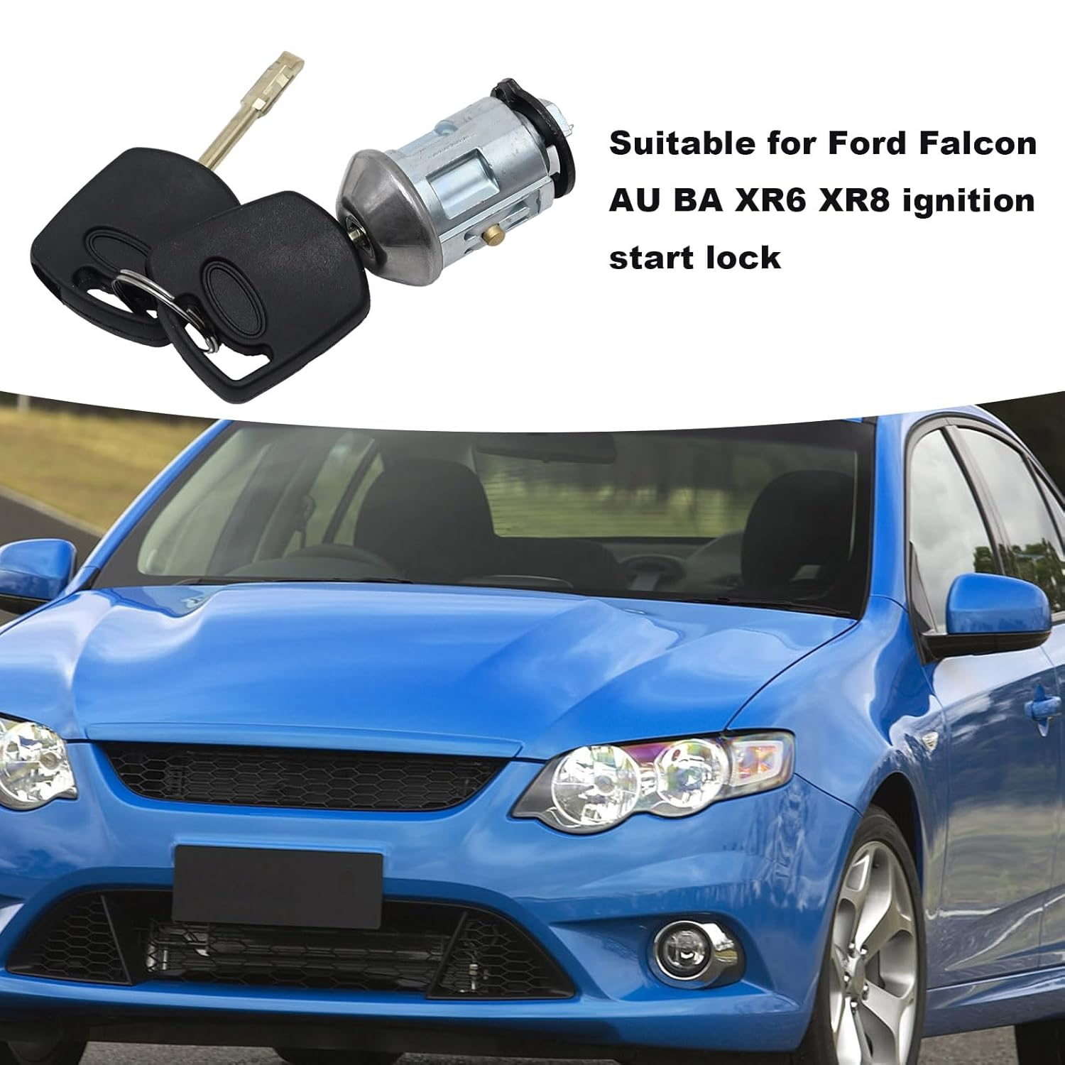 Metal Right Drive Side Ignition Switch Ignition Keys Lock Right, Replacement for Ford Falcon 1998-2005 AU BA XR6 XR8