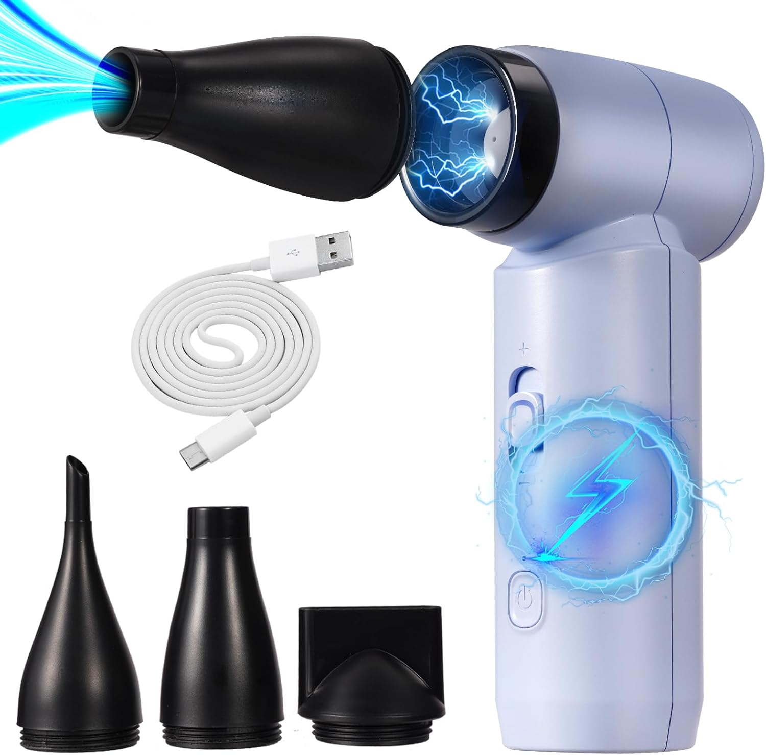 Compressed Air Duster, 80000RPM Jet Dryer Blower, Stepless Speed Regulation Portable Electric Duster Mini Electric Blower,Jet Fan for Car Dry,Keyboard Computer Cleaning,Air Bed,Camping,Outdoor