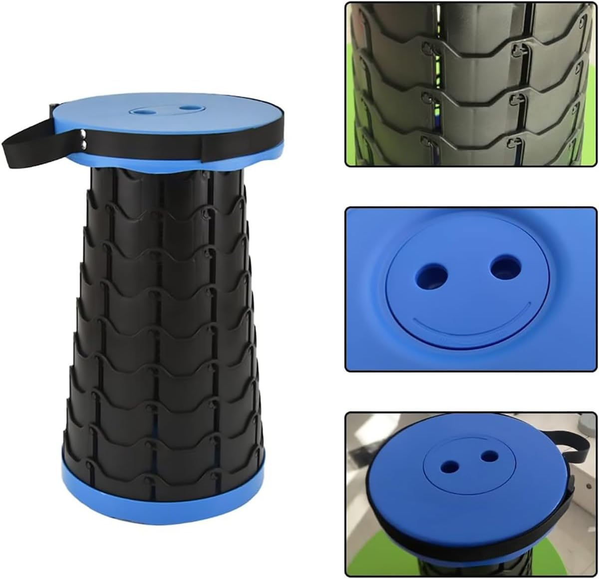 AIMALL Telescopic Folding Stool for Outdoor Travel, Portable Rainbow High-Speed Railway Train Seat, Adjustable Height 10.03In X 17.71In, Compact PP Material, Available in Red, Blue, Orange image number 4