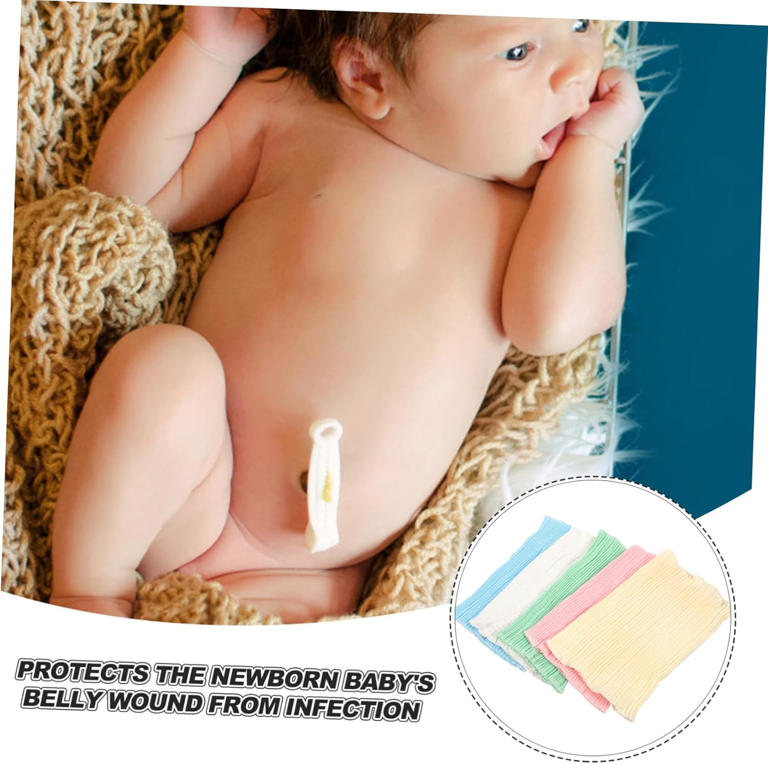 Ibasenice 5Pcs Baby Cotton Belly Bands for Newborns and Toddlers Soft Elastic Cord Cover Reusable Navel Wraps Wide Design for Infant Umbilical Care Newborn Supplies