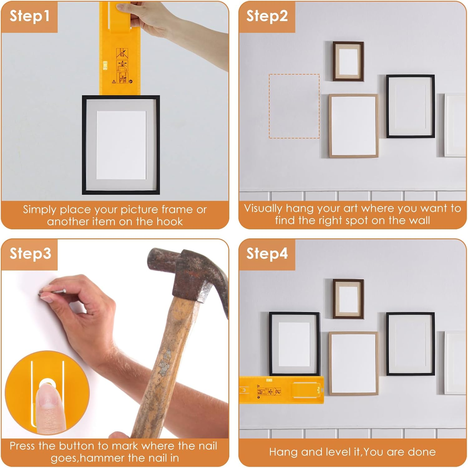 3Pcs Picture Hanging Tool High Precision Picture Frame Level Ruler Portable Frame Hanging Hardware Bubble Level Measuring Tool for Hanging Poster Cross Stitch Photo Frame