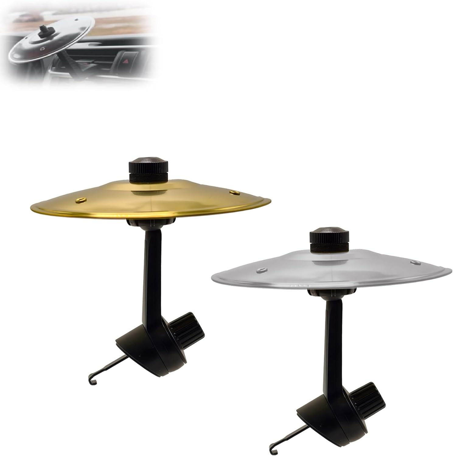 2025 Upgrade Car Cymbal Air Vent Crash: Dash Drum Symbol Dashboard Drums Mini Mount Drumming Music Mounted Tiny Clip Attachment Set Attach Small Board Stand Splash Instrument Drumset Kit