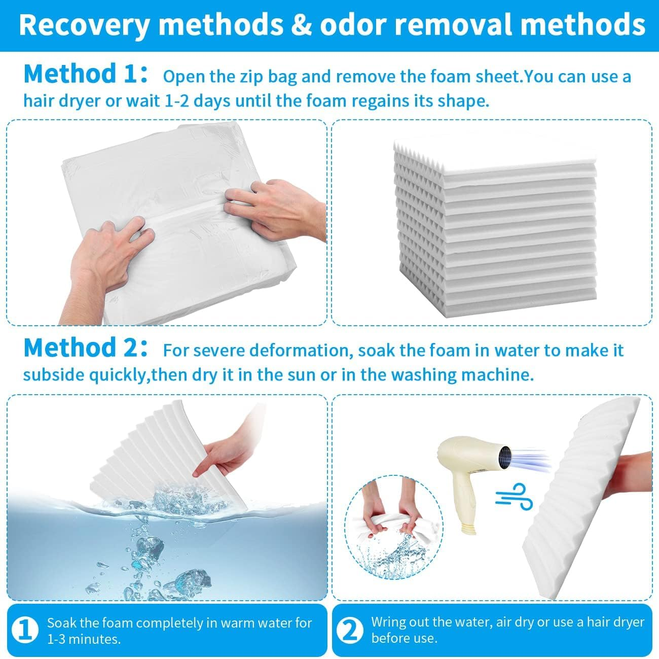 12 Pcs Sound Proofing Panels Acoustic Foam Panels - 12" X 12" X 1" Soundproofing Studio Foam Panels for Studio KTV Soundproof Treatment Paint Pads Fireproof Paper Wall Sticker White image number 3