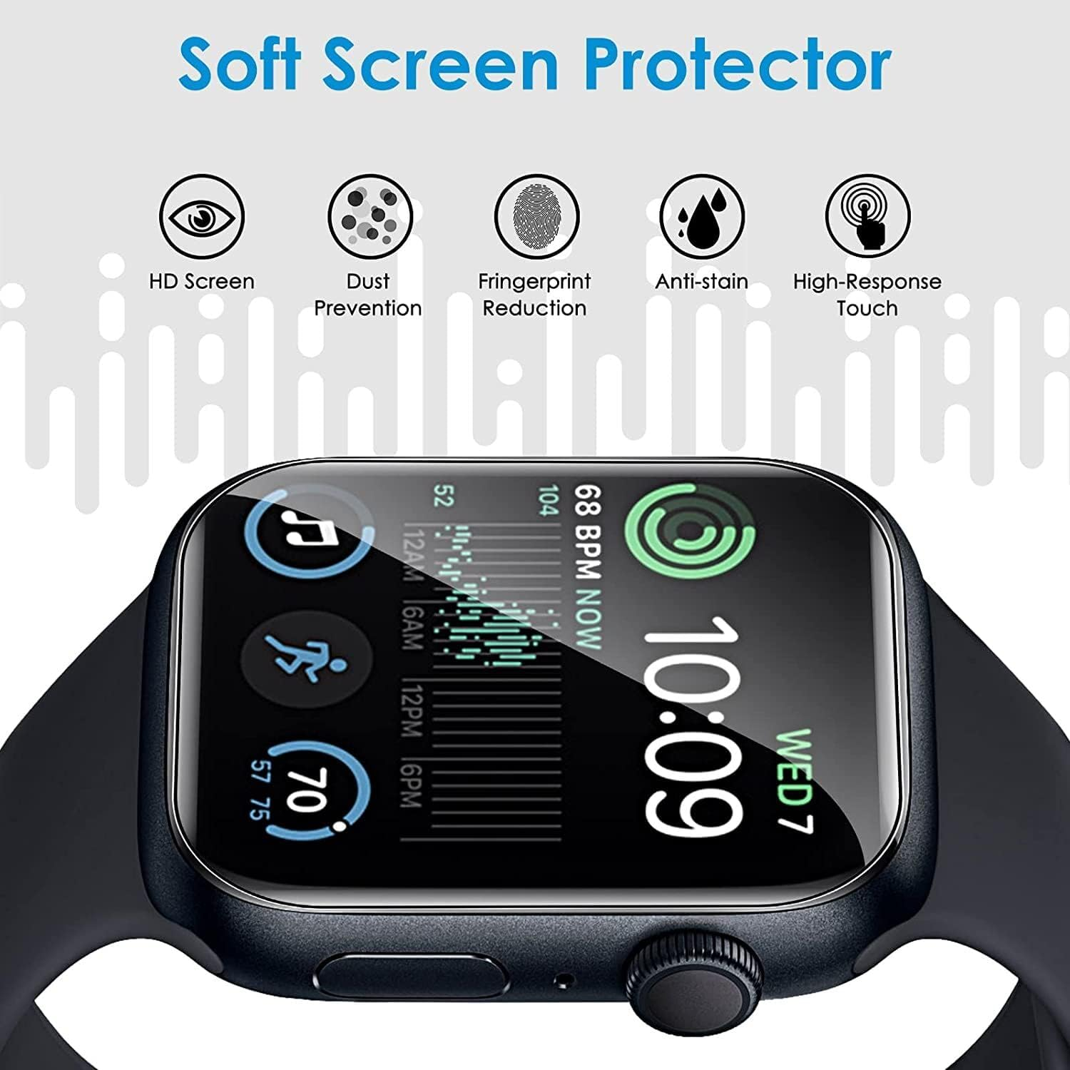 5 Pack TPU Screen Protector Compatible with Apple Watch 41Mm Series 9/8/7, [Upgrade Flexible Film] Anti-Scratch [Bubble Free] Soft HD Protection Clear Film for Iwatch 41Mm image number 6