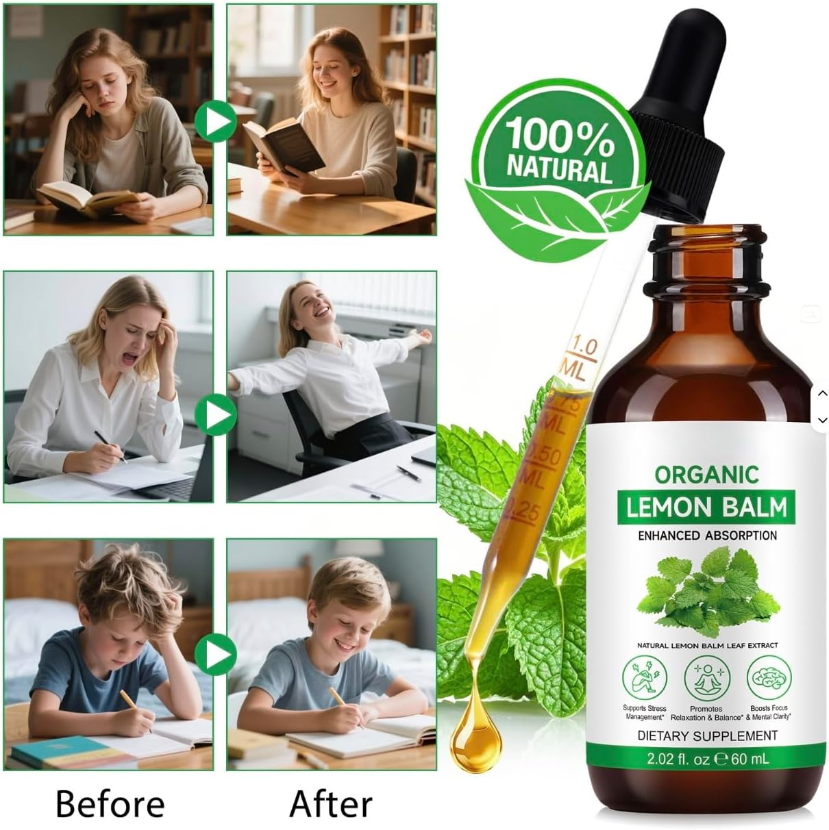 Lemon Balm Liquid Extract 60Ml &ndash; Organic & Alcohol-Free Tincture &ndash; Natural Lemon Balm Leaf &ndash; Vegan, Non-Gmo Herbal Supplement &ndash; Daily Wellness Support image number 6