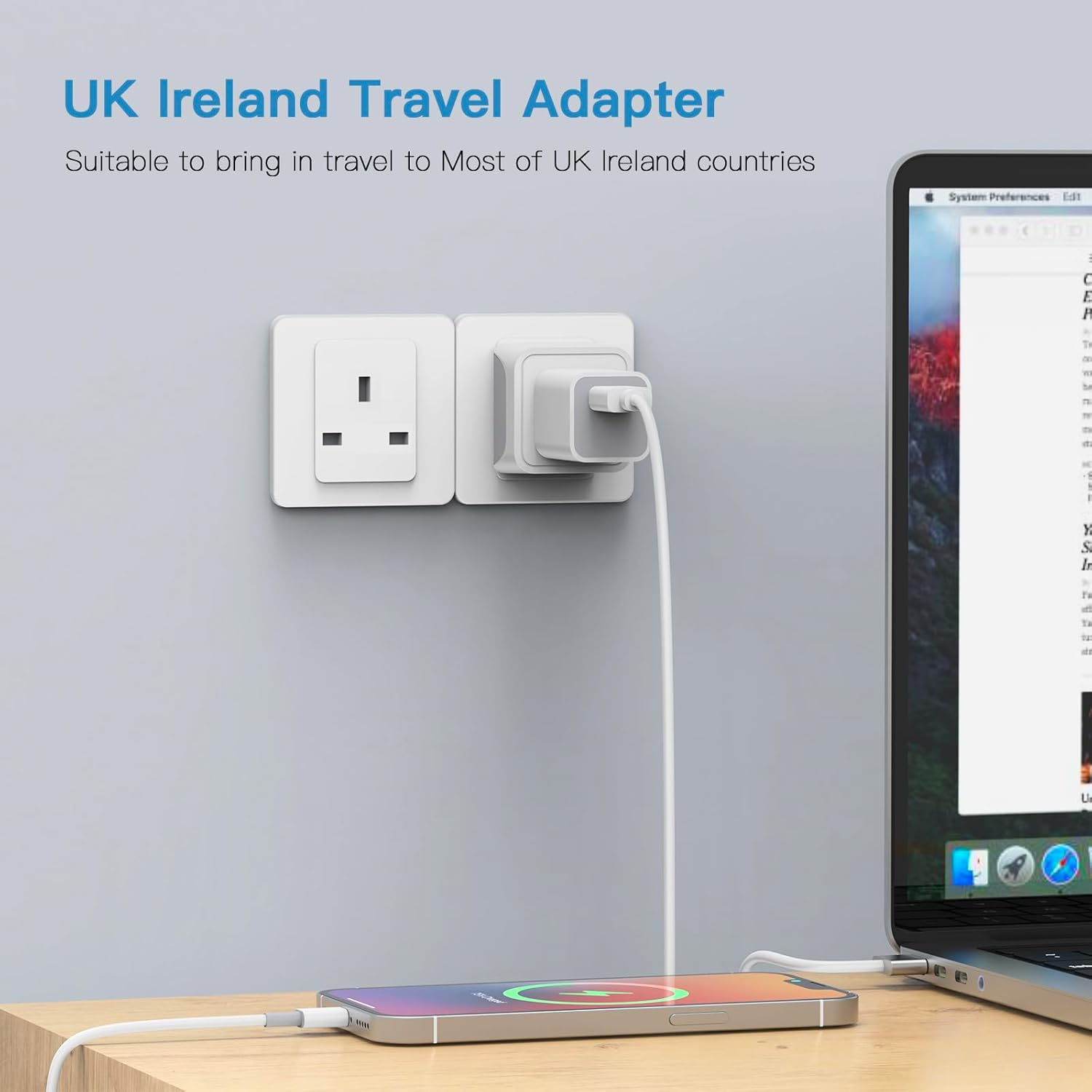 UK Travel Adapter, Dozianai Pack of 2 AU to UK Plug Adapter Grounded Type G Travel Power Plug for Ireland, England, Scotland, Kenya,Singapore,British,Uganda,Hong Kong and More-White