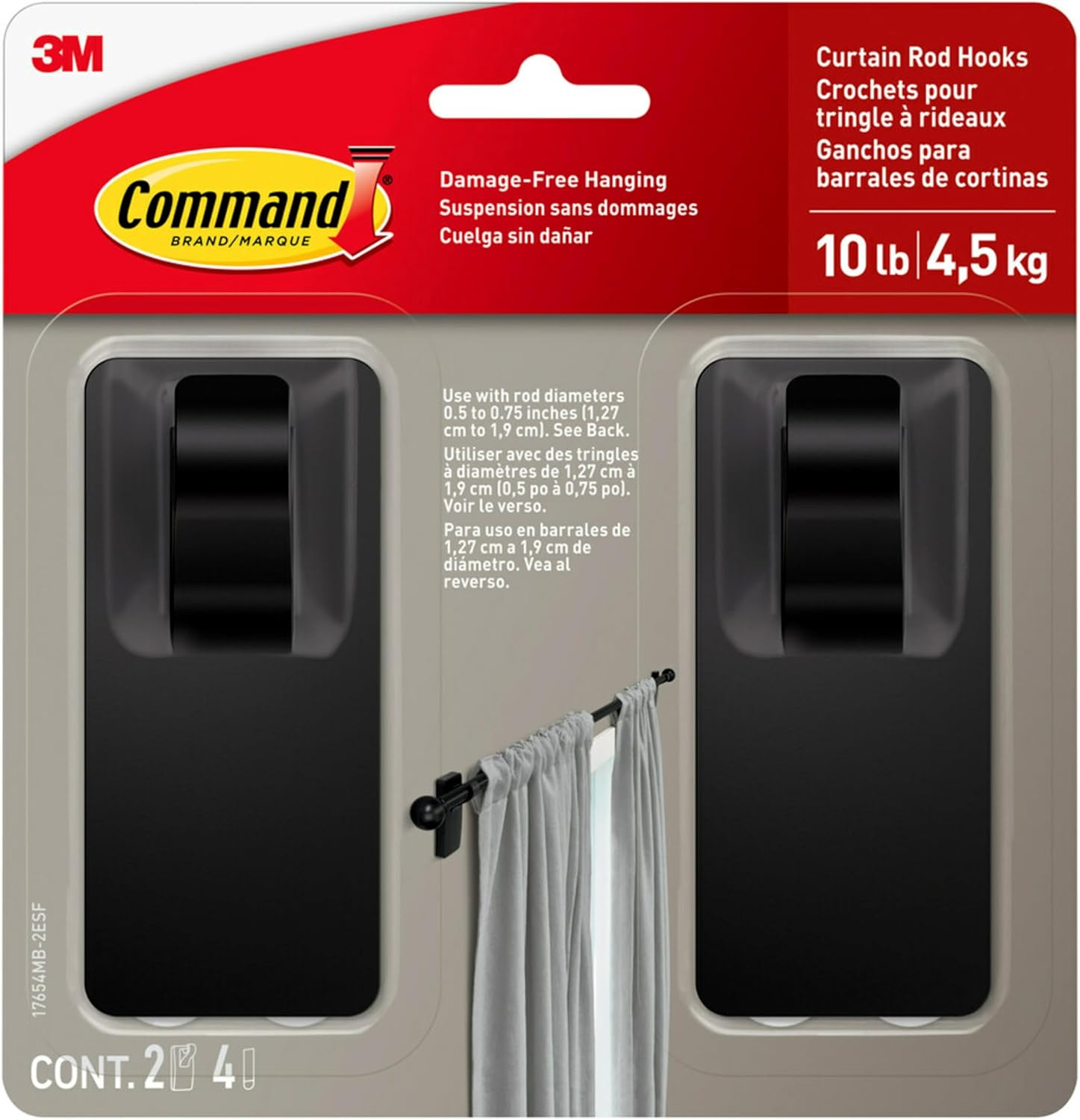 Command 17654MB-2ESF Hooks, Large, Black image number 2