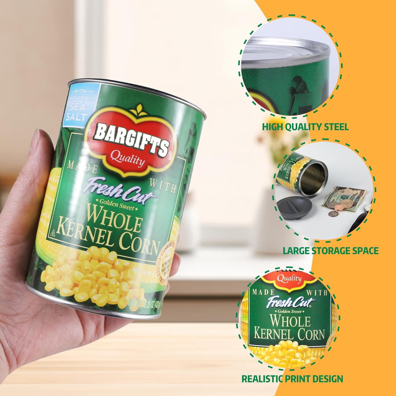 BARGIFTS Hidden Safe Fake Can with Hidden Compartment, Corn image number 1