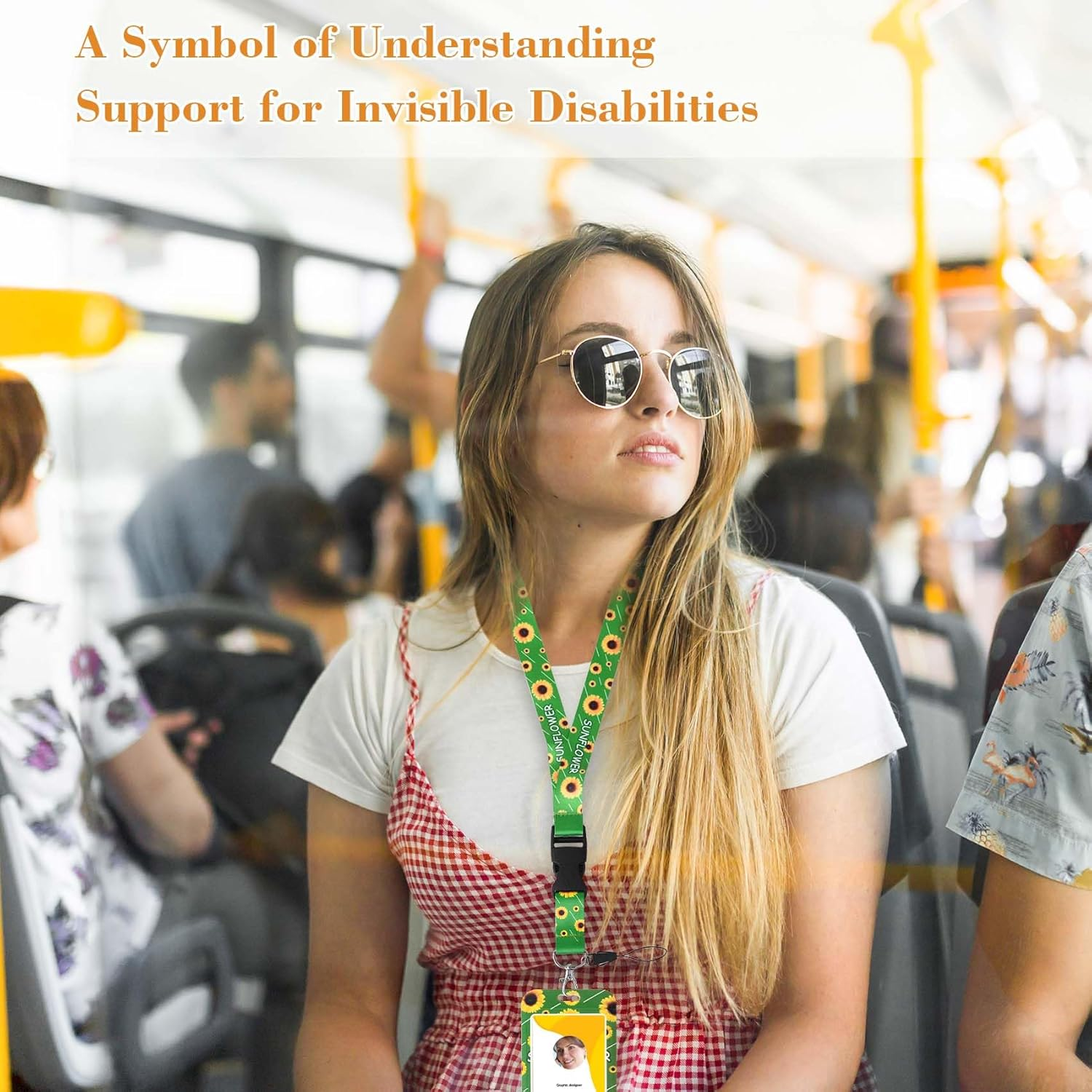 Sunflower ID Card Holder with Detachable Lanyard - ABS Plastic Badge Holder for Work, Events, Healthcare Workers, Teachers - Stylish Office Accessories image number 5