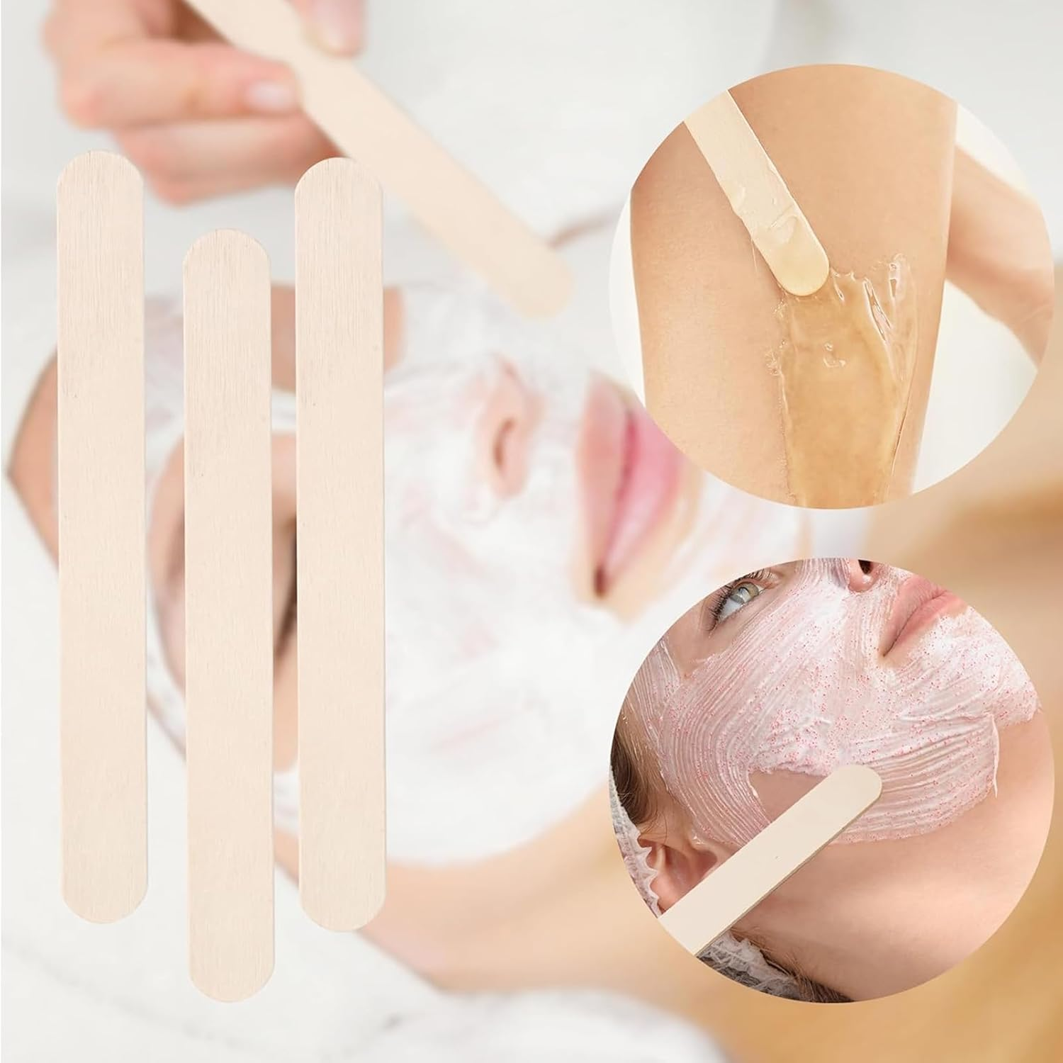 100 Pcs Waxing Sticks Assorted Wax Applicator Sticks for Body Legs Face Wood Craft Sticks for Body Hair Removal, Tongue Depressors, Popsicle Sticks image number 4