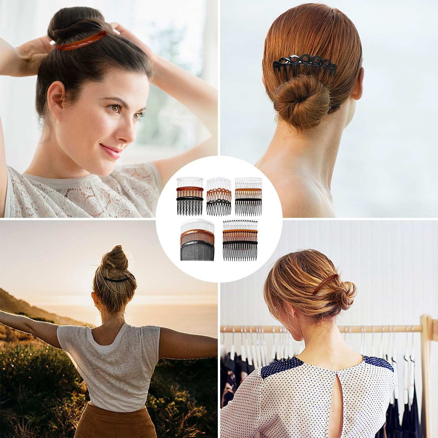 SYEYCW Pack of 15 Hair Combs for Clips, French Twist Hair Side Combs, Plastic Decorative Hair Comb Clips, Decorative Headpiece, French Hair Comb, for Women, Girls, 3 Colours image number 3