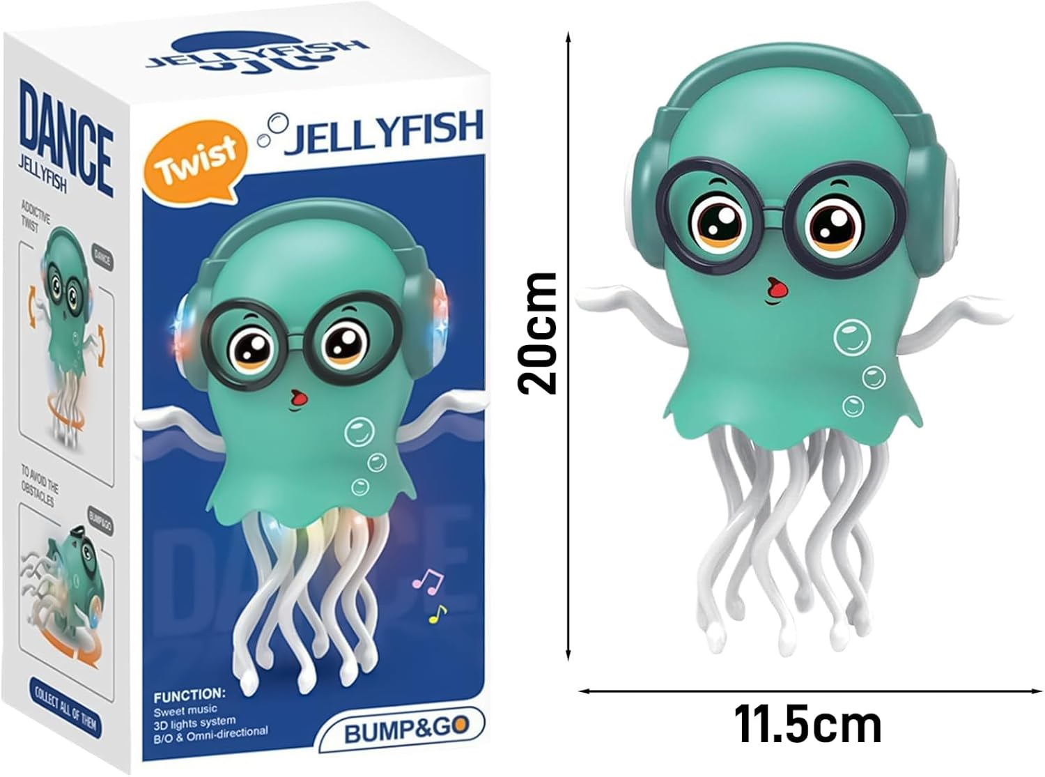 Dancing Octopus Toy, Electric Dancing Squid Toy with Lights and Music, Baby Toy with Automatic Obstacle Avoidance (Green) - Green + Pink image number 6