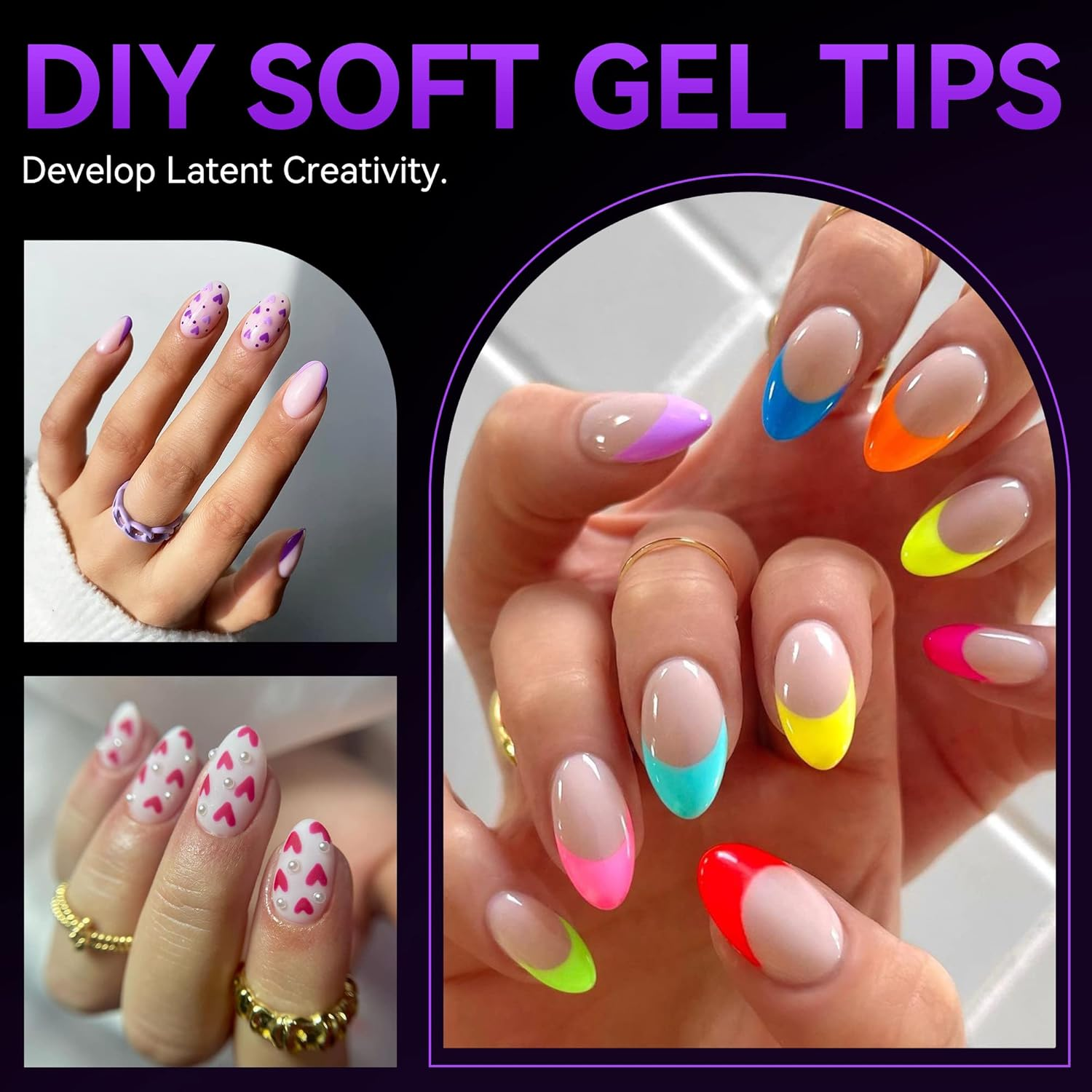 Gelike EC Nail Tips Almond for Salon: Almond Short Soft Gel Nail Tips for Manicure 240 Pcs 18 Sizes image number 2