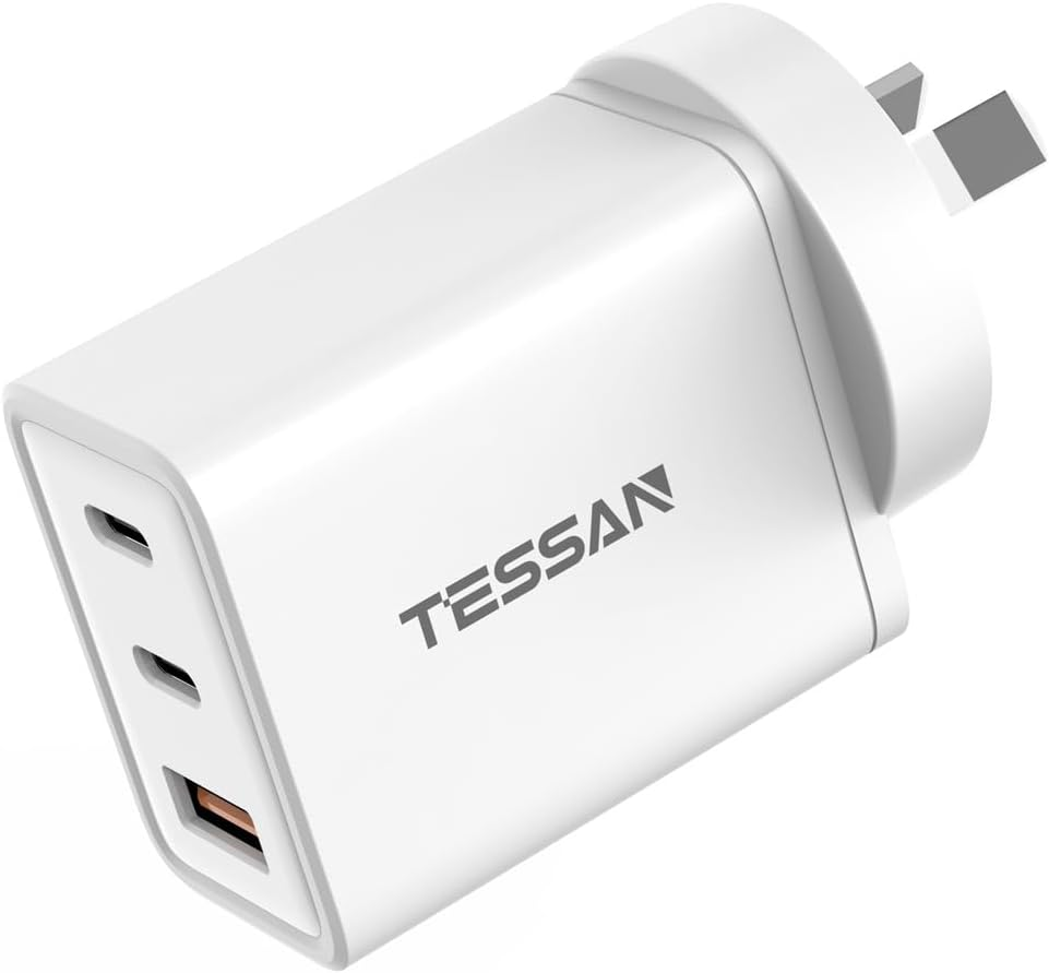 TESSAN 65W USB C Fast Charger, 3-Ports Fast Charging Block with Dual USB-C PD and 1 USB-A QC3.0(60W Max), Gan Power Adapter AU Plug Compatible for Iphone 16/15/14/13,Macbook Pro,Ipad,Samsung and More image number 2