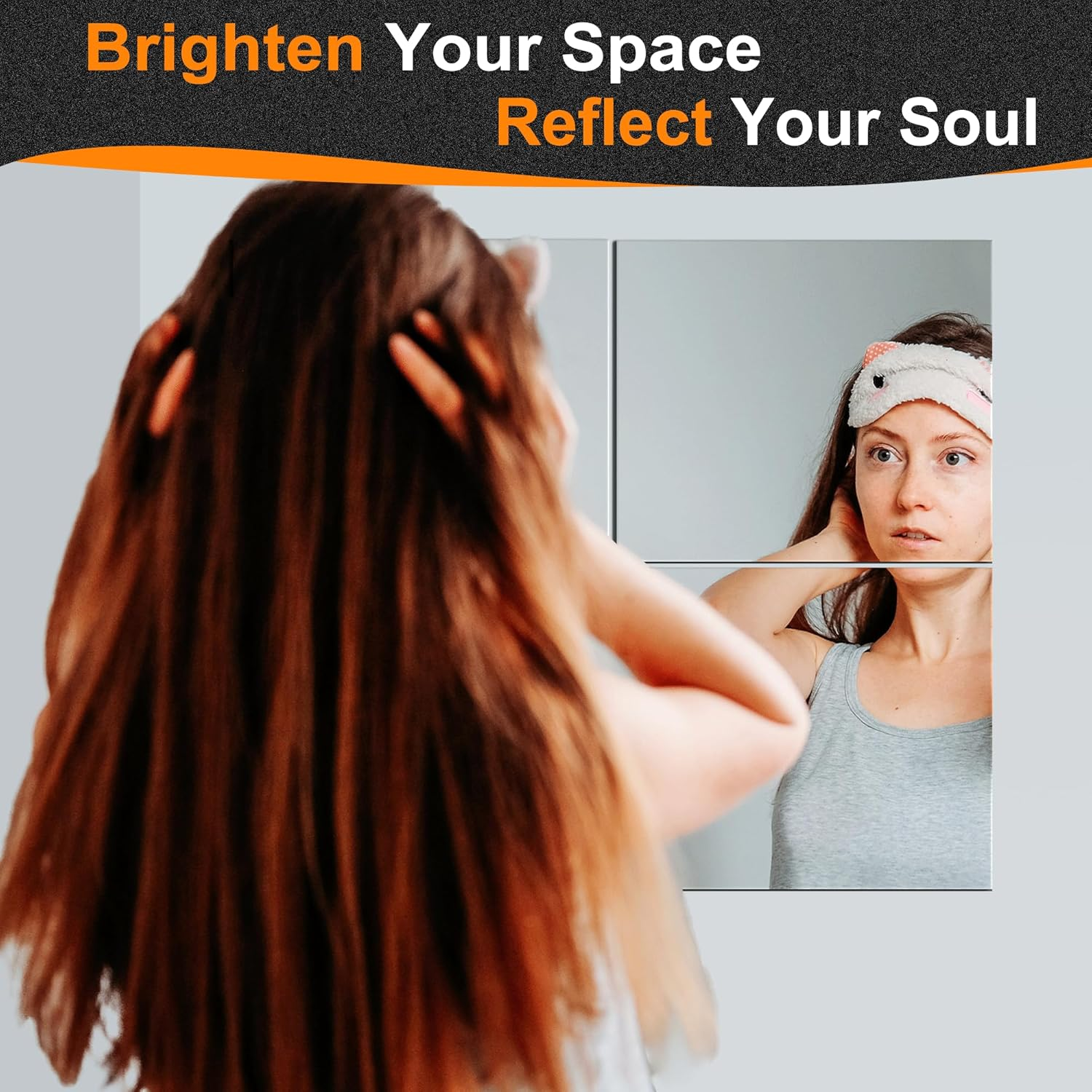 Delma Glass Full Length Wall Mirror Tiles, 14'' X 12'' X 4PCS, Frameless Full Body Mirror Tiles for Bedroom, Full Length Mirror Wall Mounted for Home Gym, Door (Glass - 14'' X 12'' X 0.1'' - 4PCS)