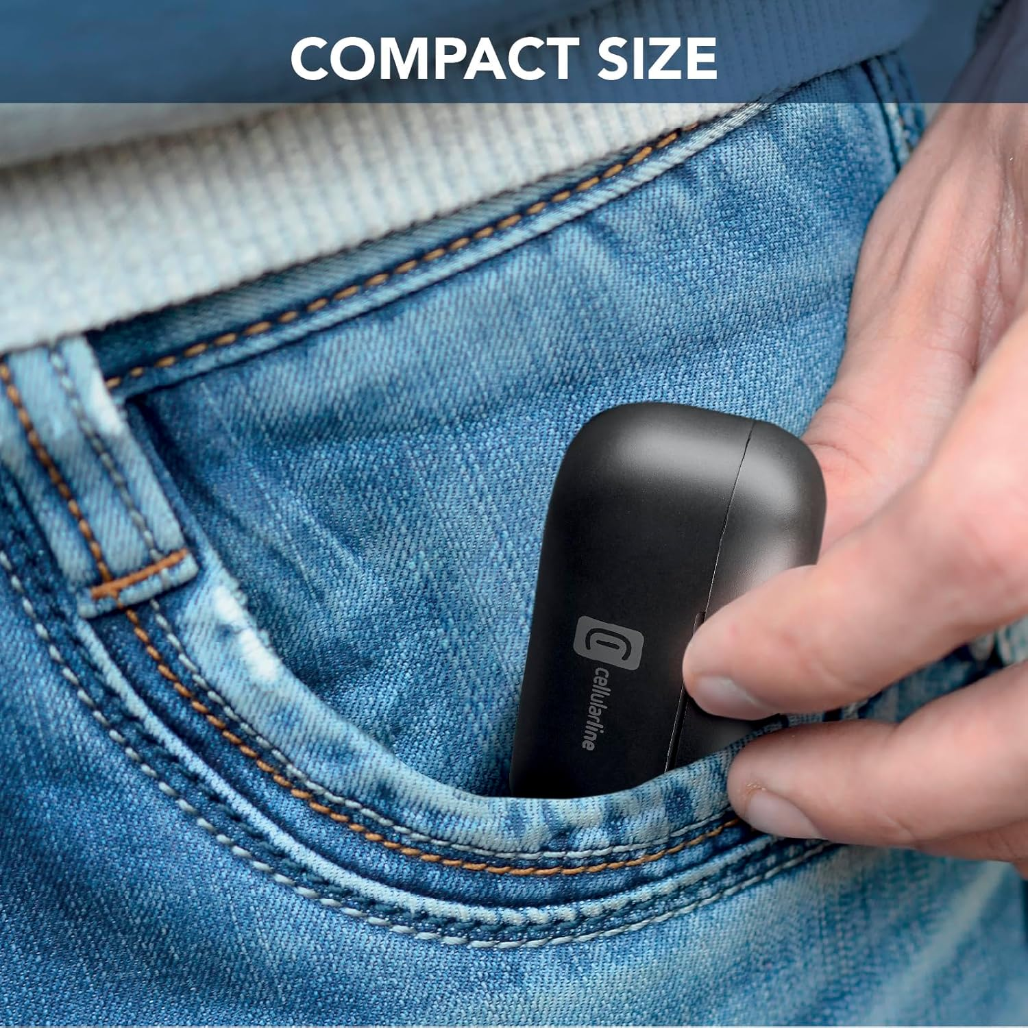 Cellularline Wink - Universal - Bluetooth 5.0 Hifi Stereo Earbuds with Charging Case - Total Autonomy of 25 Hours - 2 Hours Charging Time - 10 Meter Range - Grey image number 6