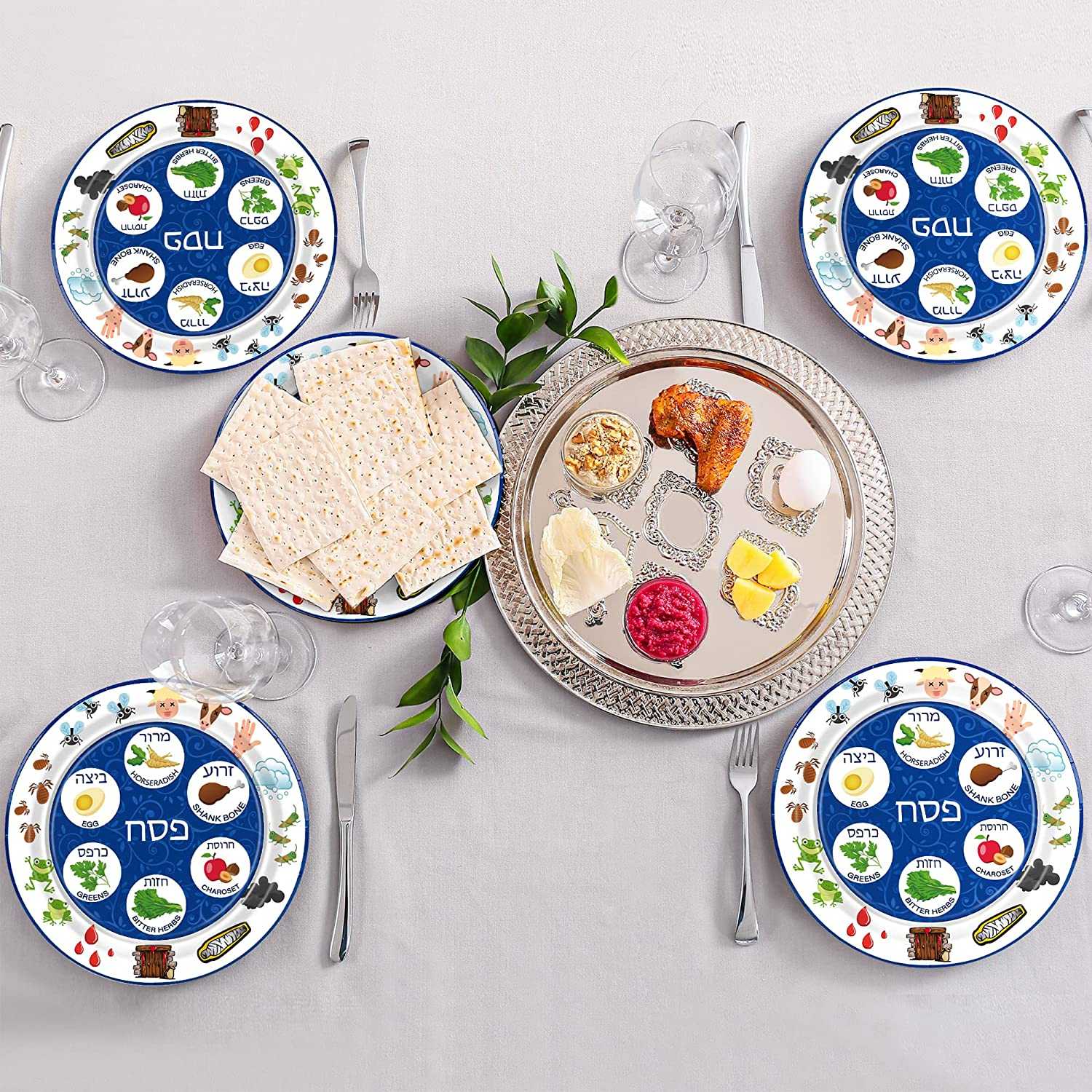 50 PCS Renaissance Design Seder Plates for Passover - 9 Inch Disposable Pesach Plates for Foods, Deluxe Quality Party Table Decorations image number 3