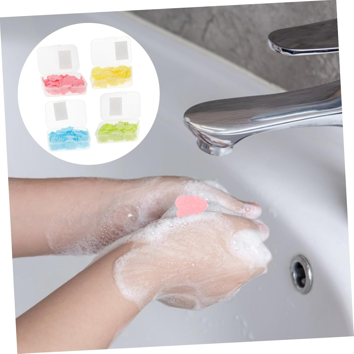 Disposable Travel Soap Sheets 10Pcs Foaming Hand Washing Paper Soap Portable Outdoor Use for Children Random Color image number 6
