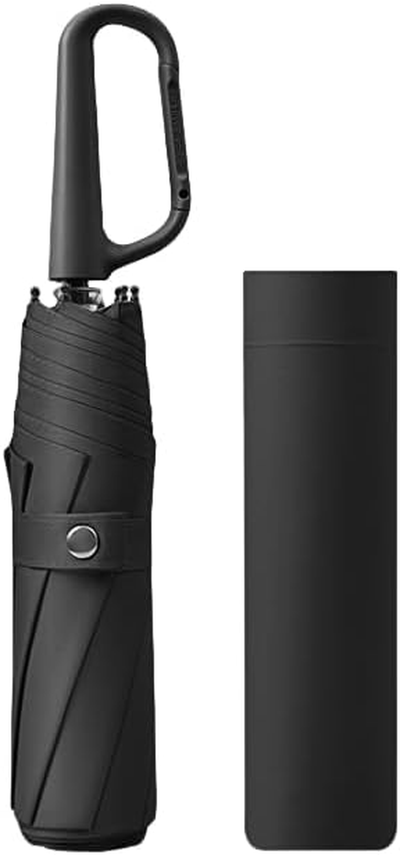 Compact Folding Umbrella Carabiner Handle Coating Layer Fabric Blocking UV Protection 99.9%/Car/Small Travel Backpack/Lightweight Portable/Rain Sun anti UPF 50/Men Women Kids