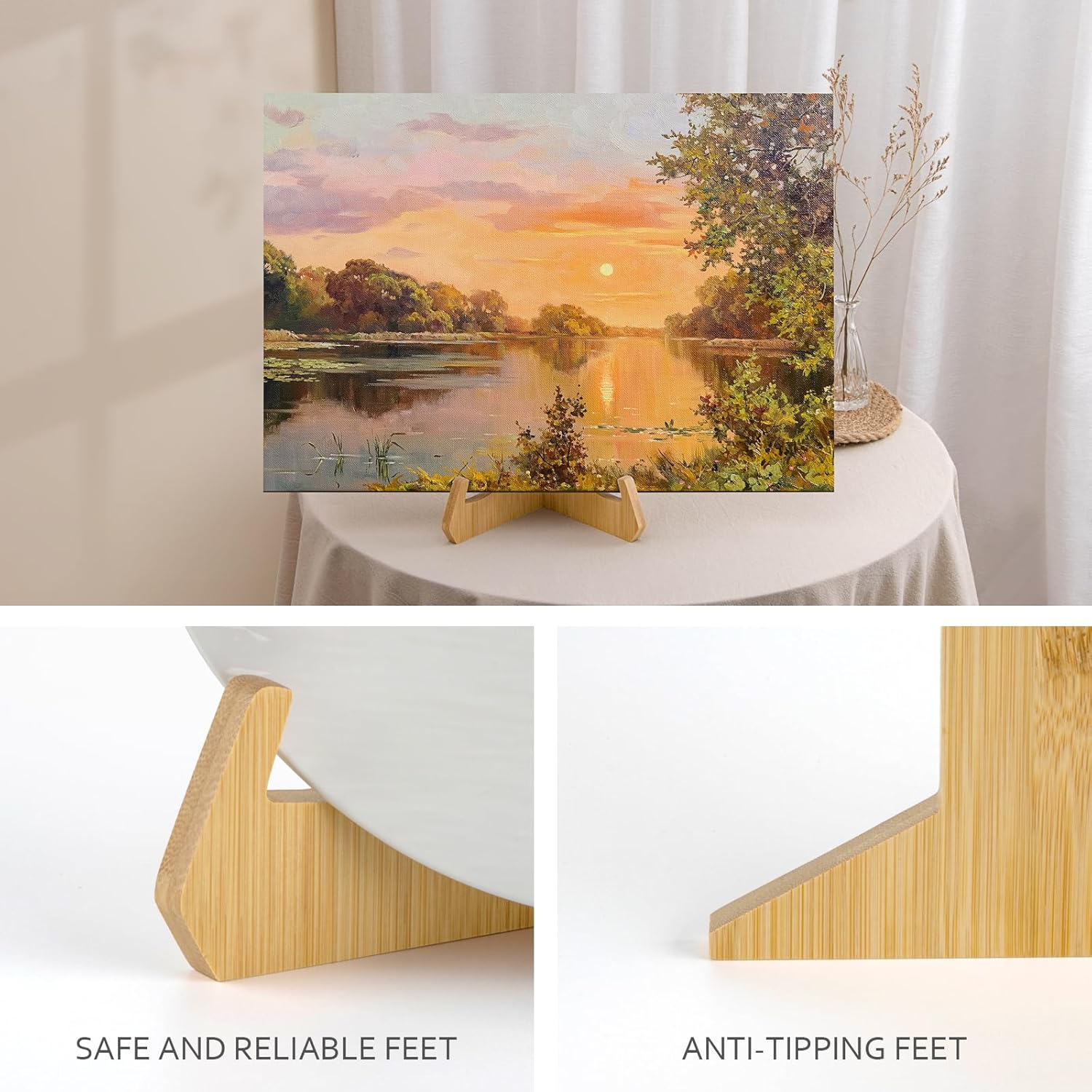 ANBOXIT Plate Stands for Display, 6 Inch Plate Holders for Displaying, Bamboo Picture Frame Holder for Tables, Tabletop Easels, Decorative Stand for Platter, Dish, Book, Photo and Plaque (1 Pack) image number 6