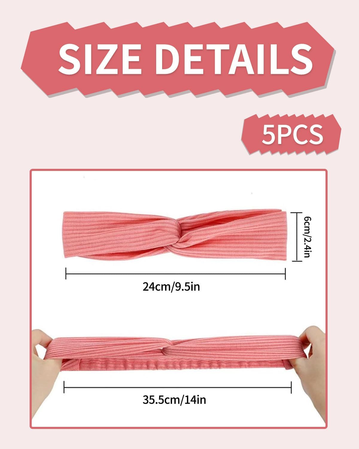 KGDUYC 5-Pack Women'S Retro Knot Hair Bands image number 3