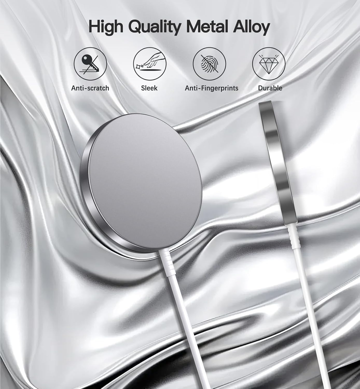 Magnetic Wireless Charger 15W Fast Mag Safe Charger for Cell Phone 17 Pro Max/17 Pro/17 Plus/17/16/15/14/13/12 Series 2 Pack Charging Pad for Airpods 3/2/Pro 2/Pro Mag-Safe Original Replacement image number 3