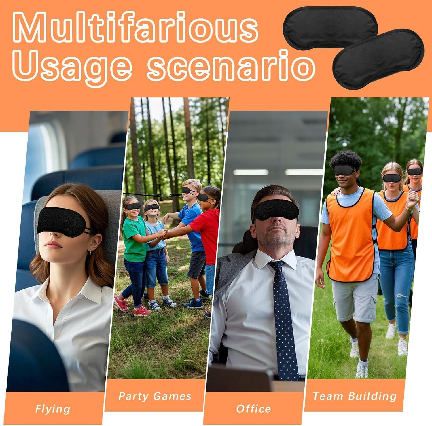 30 Pcs Eye Mask Sleep Masks Bulk Blindfolds for Team Building Party Games with Nose Pad and Adjustable Strap for Women Men 4 Layers Black Blindfold Sleeping Mask image number 4