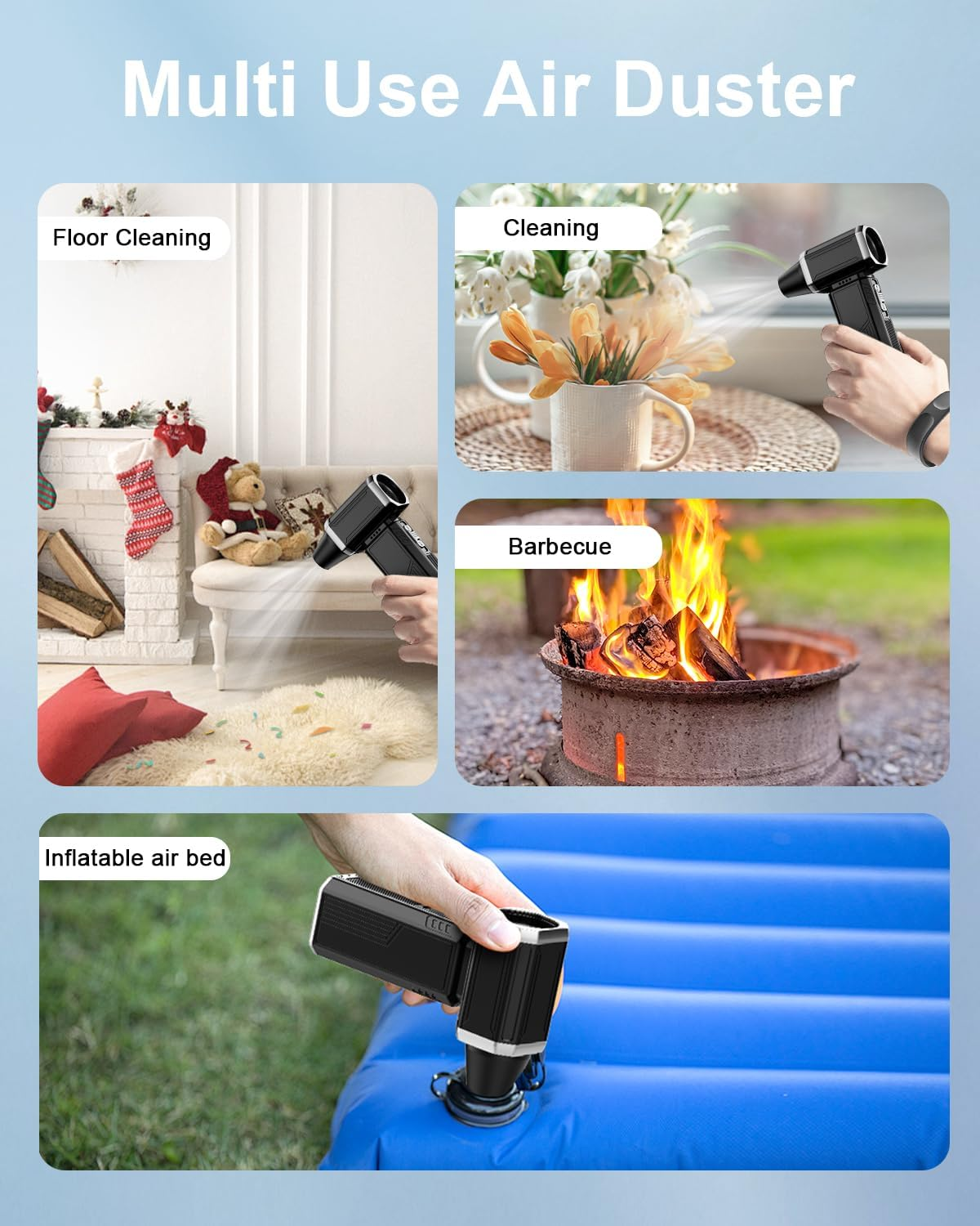 Compressed Air Duster, Super Power Adjustable Speed Cordless Air Duster Turbo Mini Blower with Rechargeable for PC Cleaning Kit Keyboard Cleaner Dust Blower for Computer House Outdoor and Car image number 1