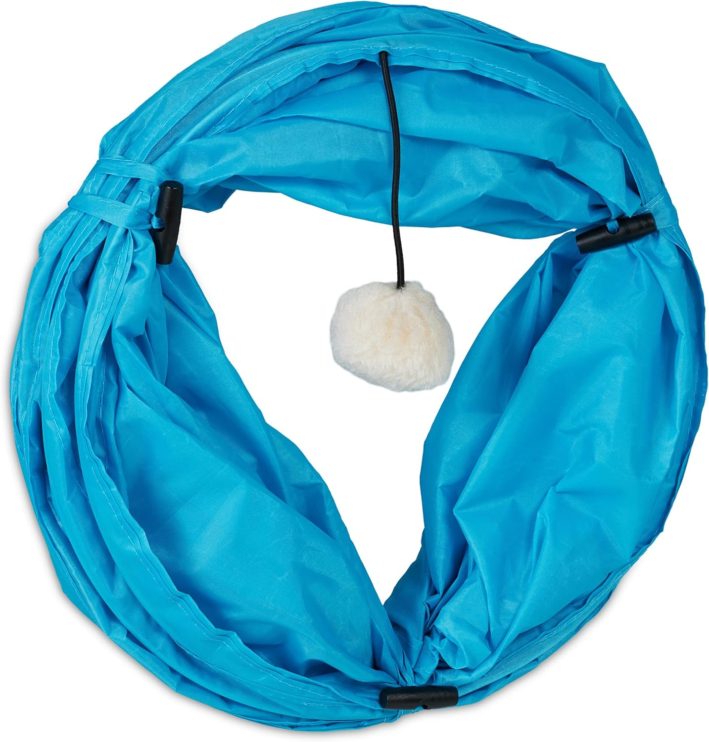 Relaxdays Cat Tunnel Foldable Cat Tube with Toy, Interactive Cat Play Tunnel, W X D: Approx. 88 X 25 Cm, Blue - Grey image number 4