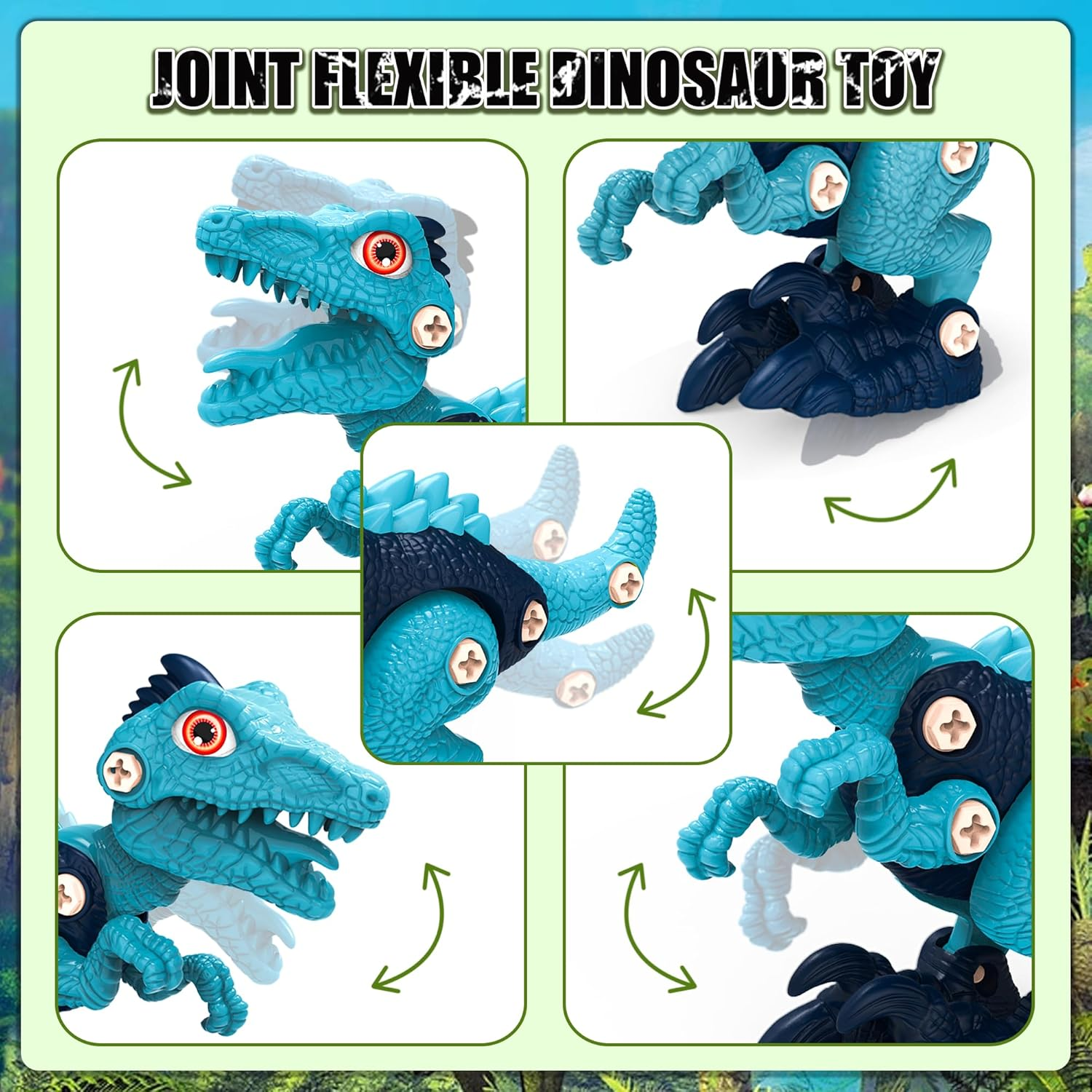 4 PCS Kids Take Apart Dinosaurs Toys, Building＆Construction STEM Educational Toy Set with 1 Electric Drill＆4 Hand Drills,Diy Engineering Play Kit Christmas Birthday Gifts for 3 4 5 6 7 8 Old Boy Girl image number 2