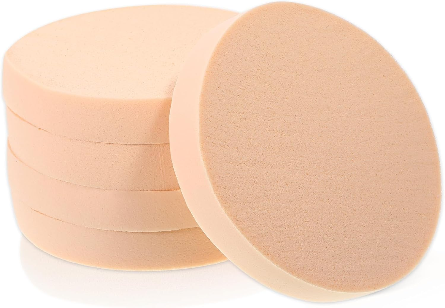 5 PCS Nude round Makeup Sponge, Flat Makeup Sponges for Foundation, Smooth Cosmetic Foundation Sponge, Beauty Powders Puff for Women Lady Professional Makeup image number 2