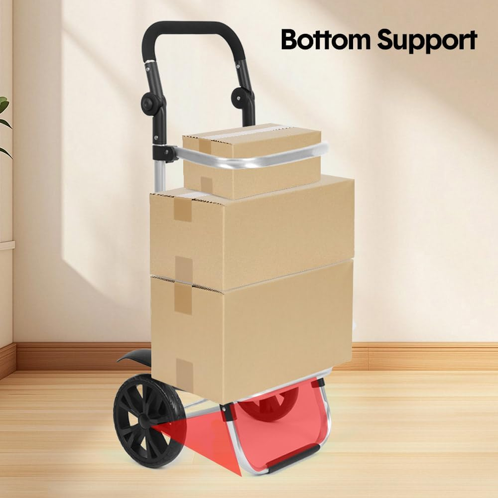 ALSTON Foldable Shopping Trolley Cart Multifunctional 41L Large Capacity Hand Carry Bag Aluminium Frame with Removable Zipped Bag Side Pockets and Wheels Black image number 2