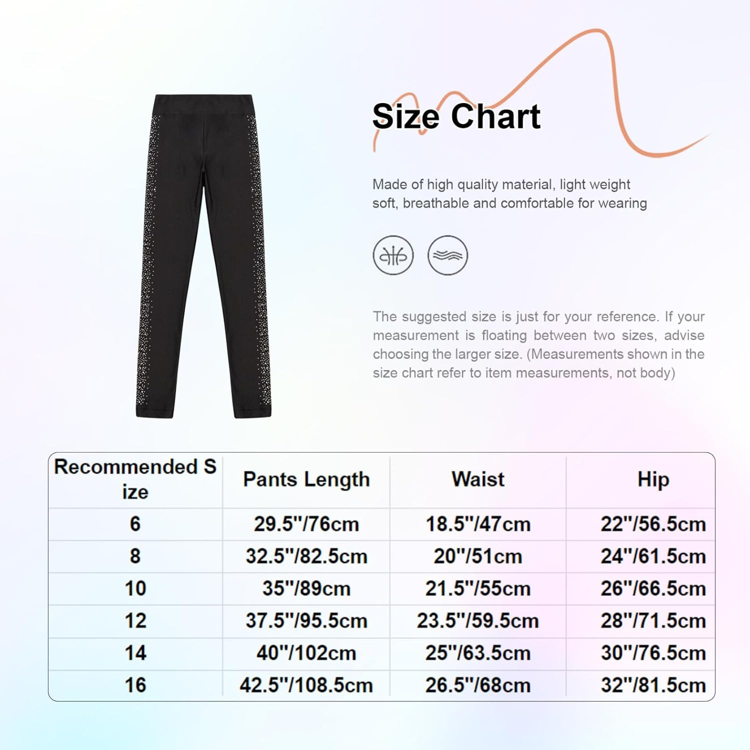 Hedmy Girl'S Figure Skating Pants Ice Skating Leggings Kids Gymnastic Yoga Workout Practice Training Tights image number 3