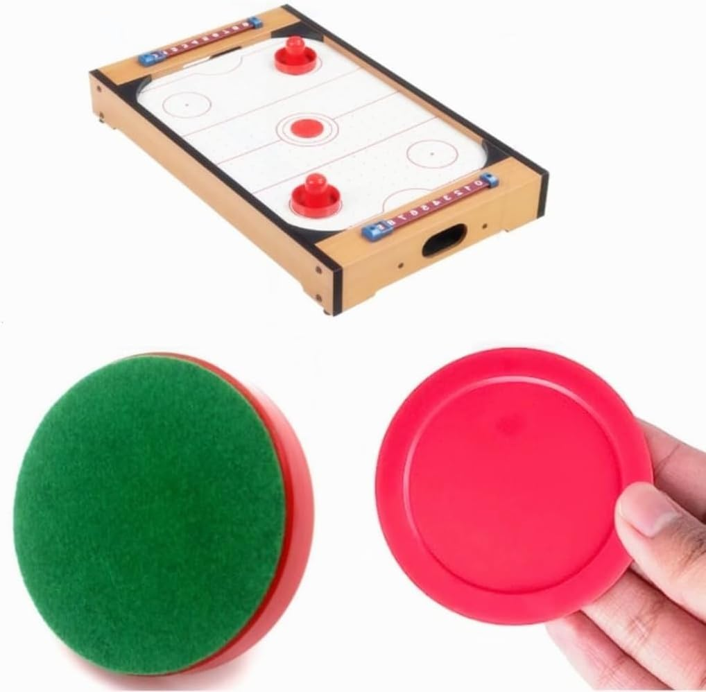 2 Pack Air Hockey Pushers and 4 Red Pucks, Plastic Air Hockey Accessories Lightweight Air Hockey Pucks,Pucks & Slider Pusher Goalies for Game Tables