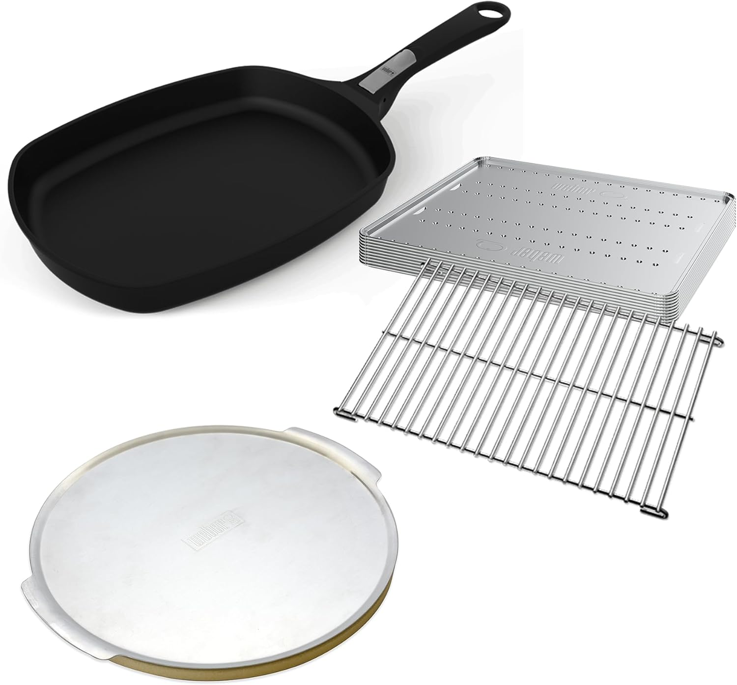 Weber Family Q Starter Pack - Pizza Stone Frying Pan Roasting - Suits Gen 3 Bbqs image number 4