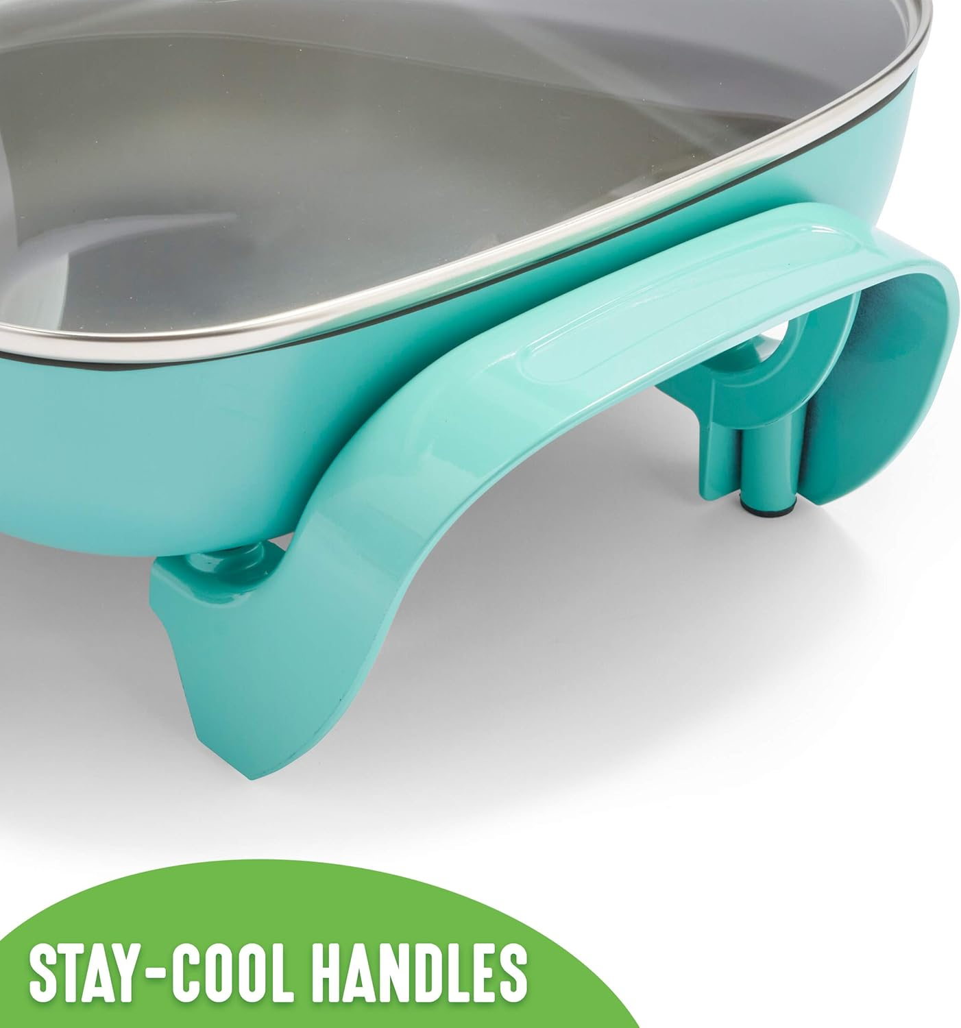Greenlife 12" 5QT Square Electric Frypan, Glass Vented Lid, Ceramic Pfas-Free Nonstick Interior, Adjustable Temperature Control, Cool Touch Handles, Quick Even Heating, Scratch Resistant, Turquoise image number 1