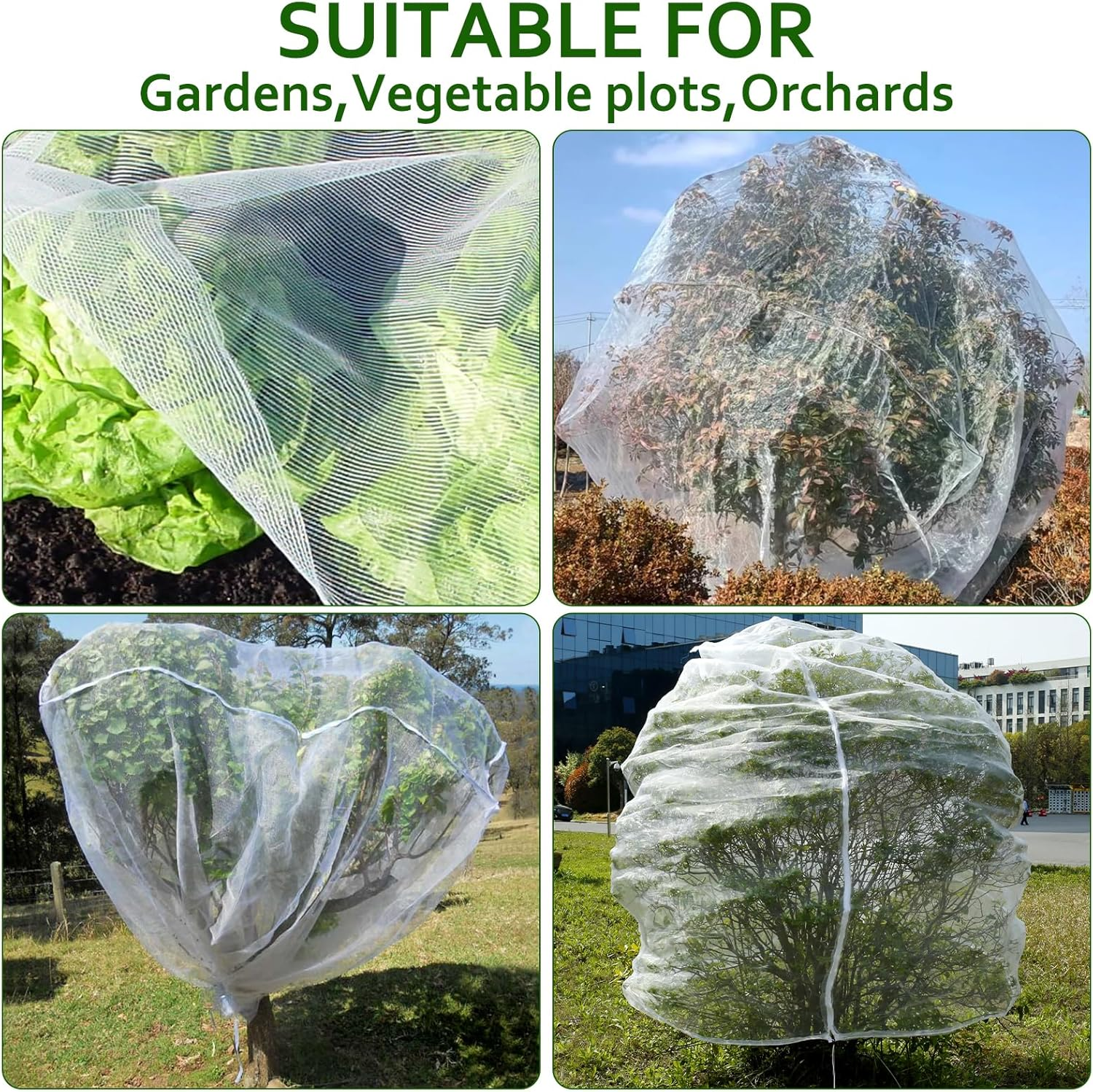 10 X 10 Ft Large Fruits Tree Netting, Fruit Tree Bird Netting with Zipper and Drawstring, Durable Breathable Transparent Fruit Tree Insect Netting, for Fruit Vegetable Trees, Bushes,Flower in Garden image number 5