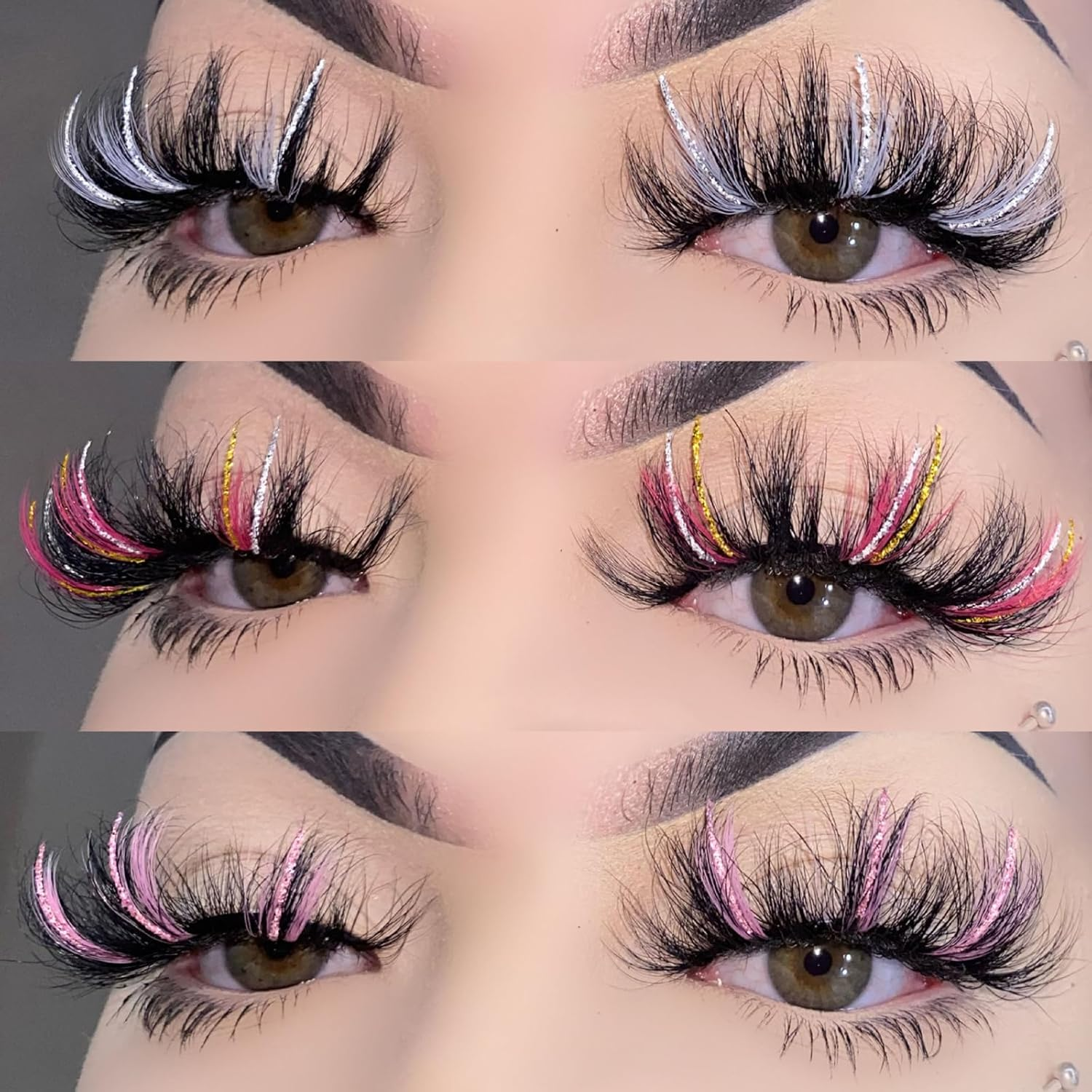 False Eyelashes Set, Beaufairy 3 Pairs 3D Simulation Dense Curly Natural Reusable, Glitter Artificial Eyelashes, Easy to Wear, DIY Eyelash Extension Kit for Christmas Stage, Party, 25 Mm image number 2